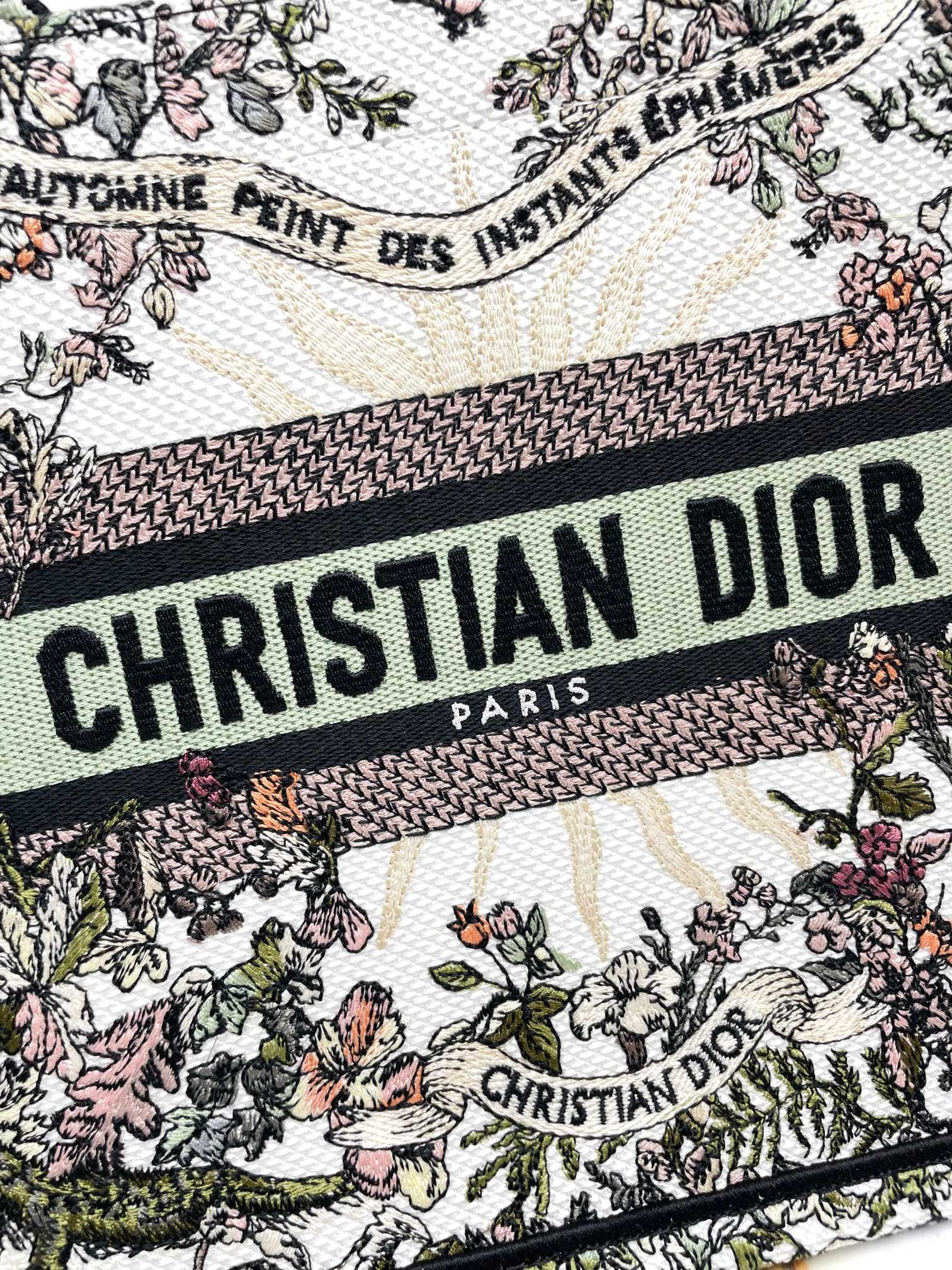 Christian Dior Book Tote Floral Print Canvas Handbag - Green Signature