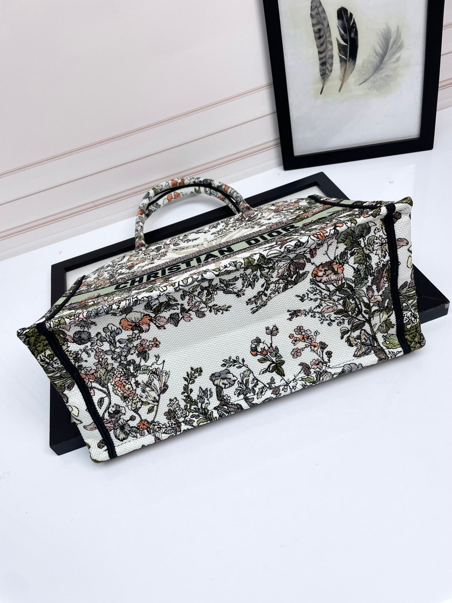 Christian Dior Medium Book Tote - Multicolor Herbarium Floral Embroidery