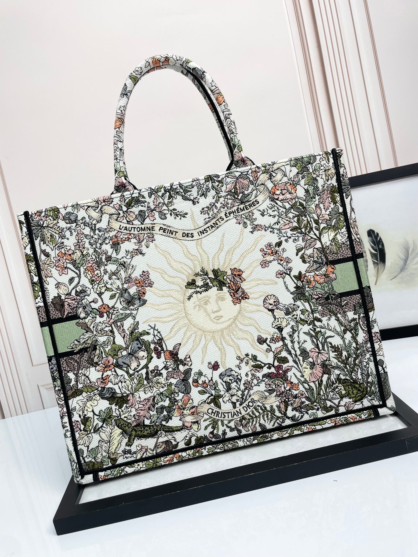 Christian Dior Mille Fleurs Embroidered Book Tote Bag - Large Floral Canvas Handbag