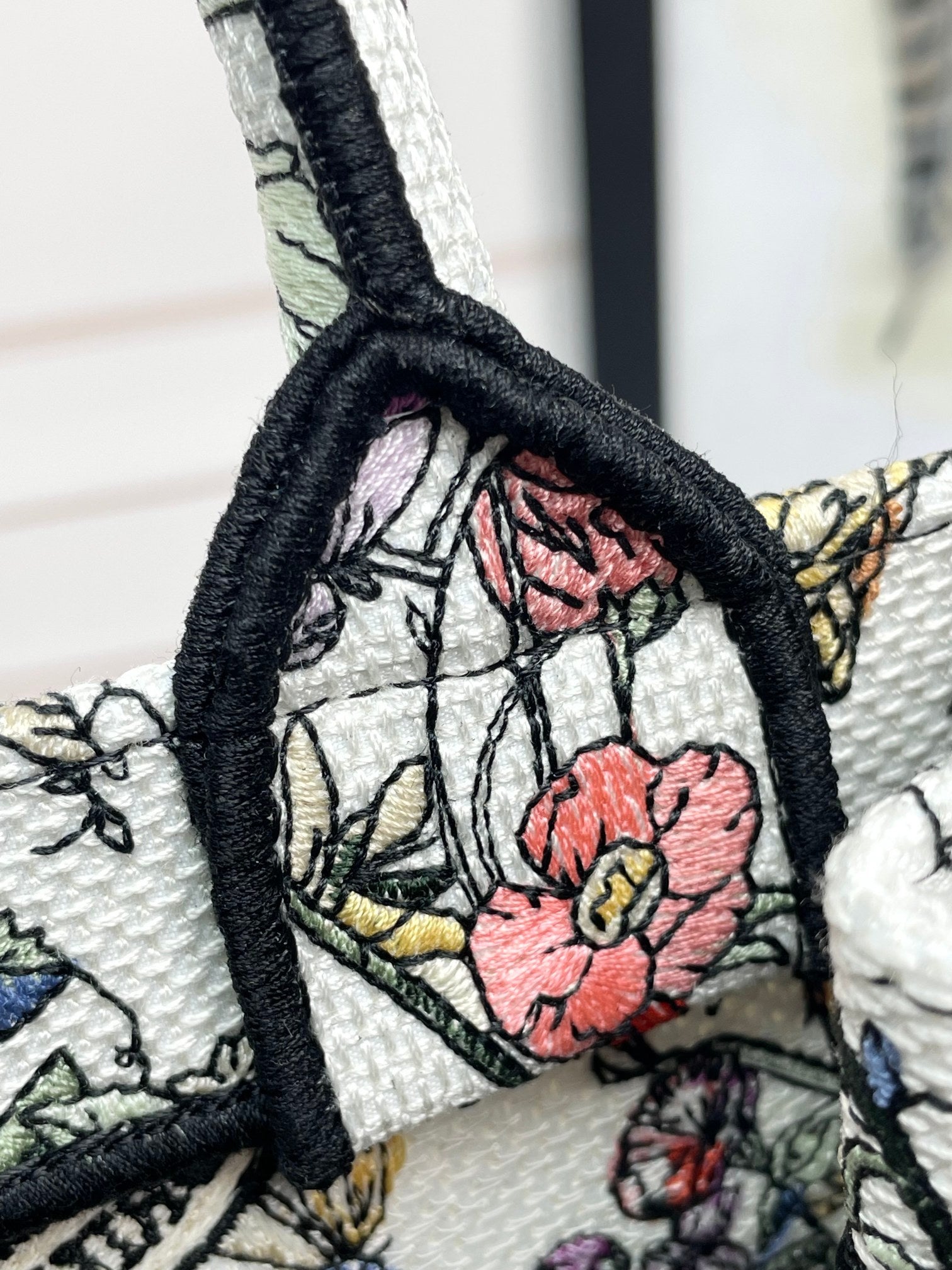 Dior Vintage Floral Embroidered Canvas Tote Bag Luxury Style Handbag