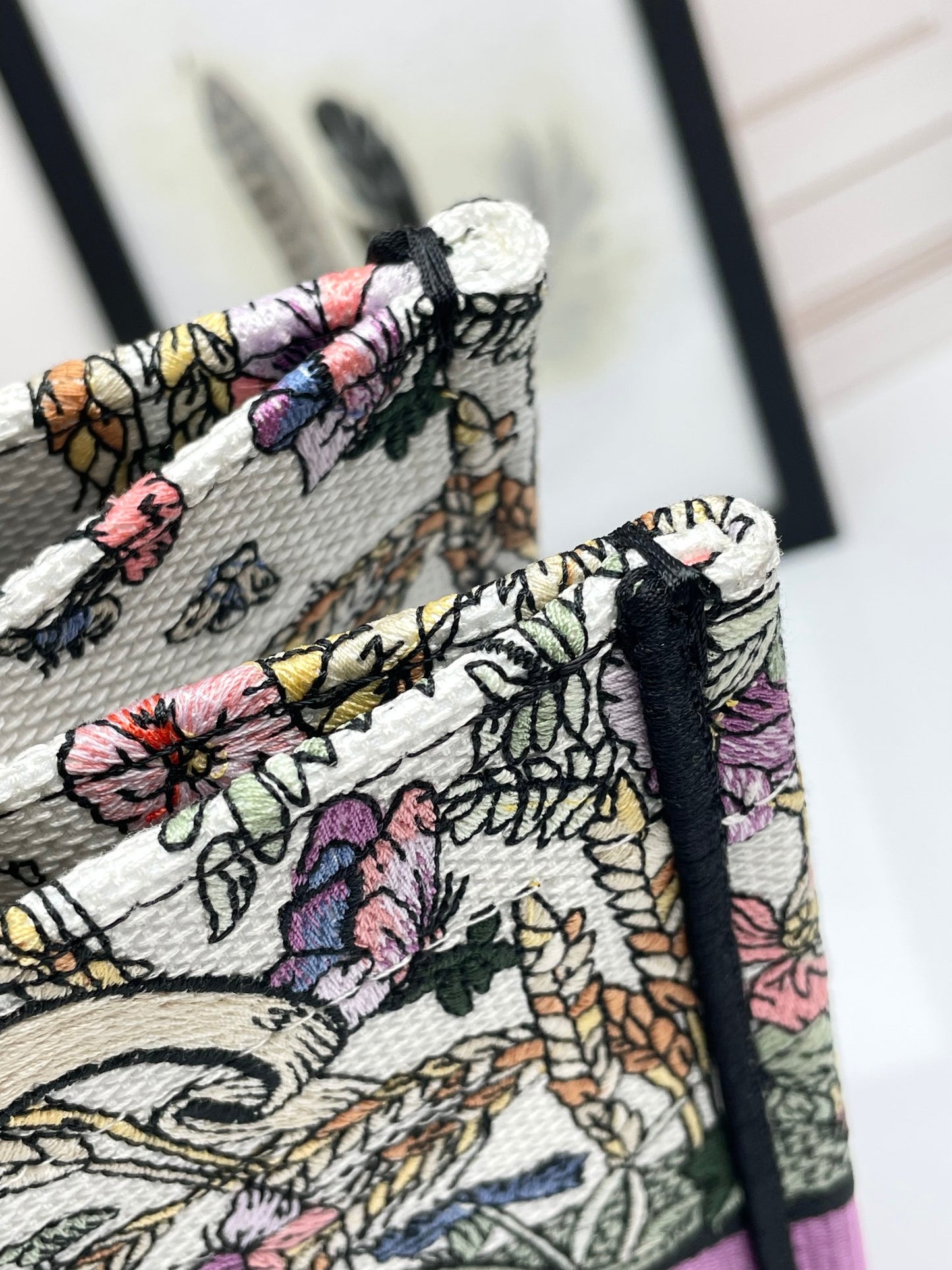Dior Botanical Floral Print Canvas Tote Bag Large Travel Shoulder Handbag