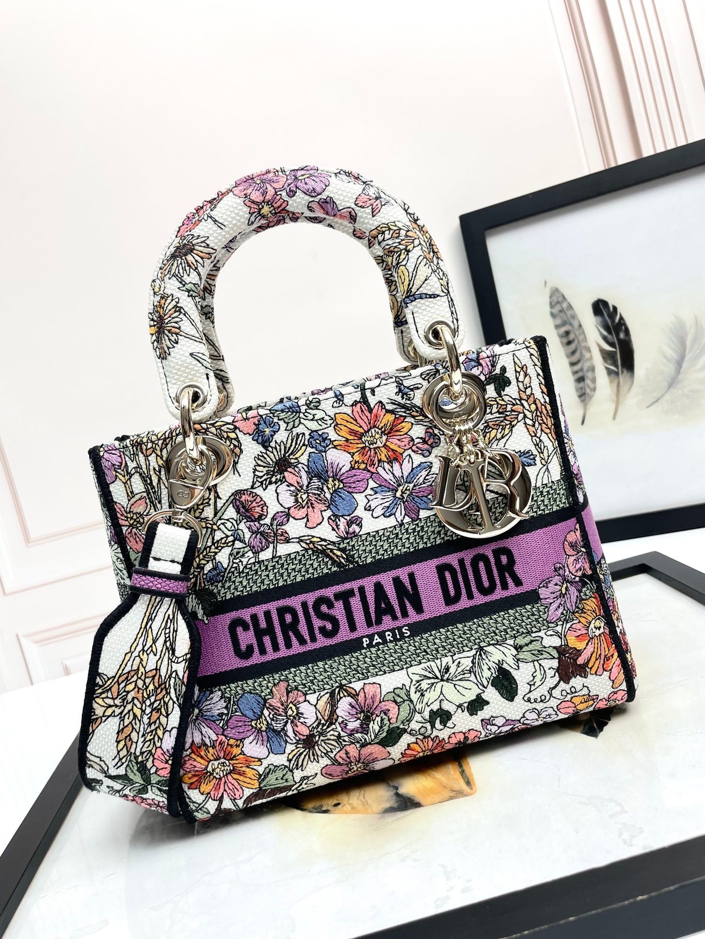 Christian Dior Medium Lady D-Lite Bag - Floral Embroidery