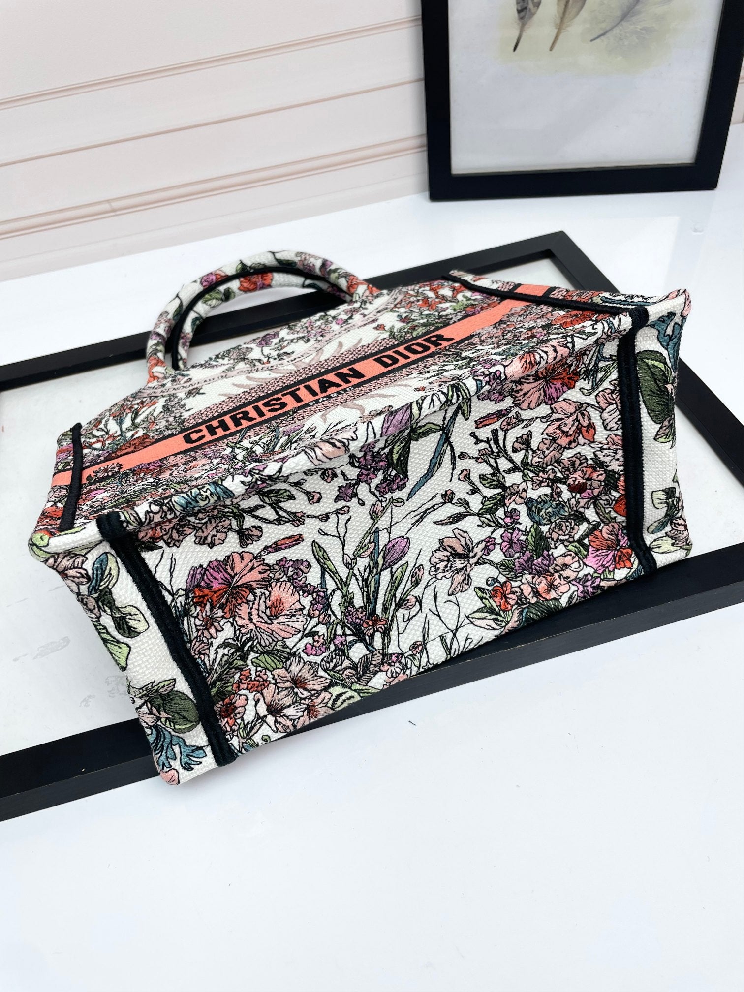 Christian Dior Medium Book Tote - Multicolor Floral Embroidered Canvas Handbag