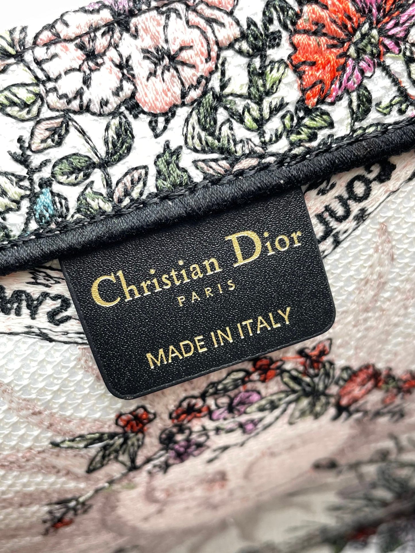 Christian Dior Small Book Tote Bag Botanical Floral Canvas - Pink Multicolor