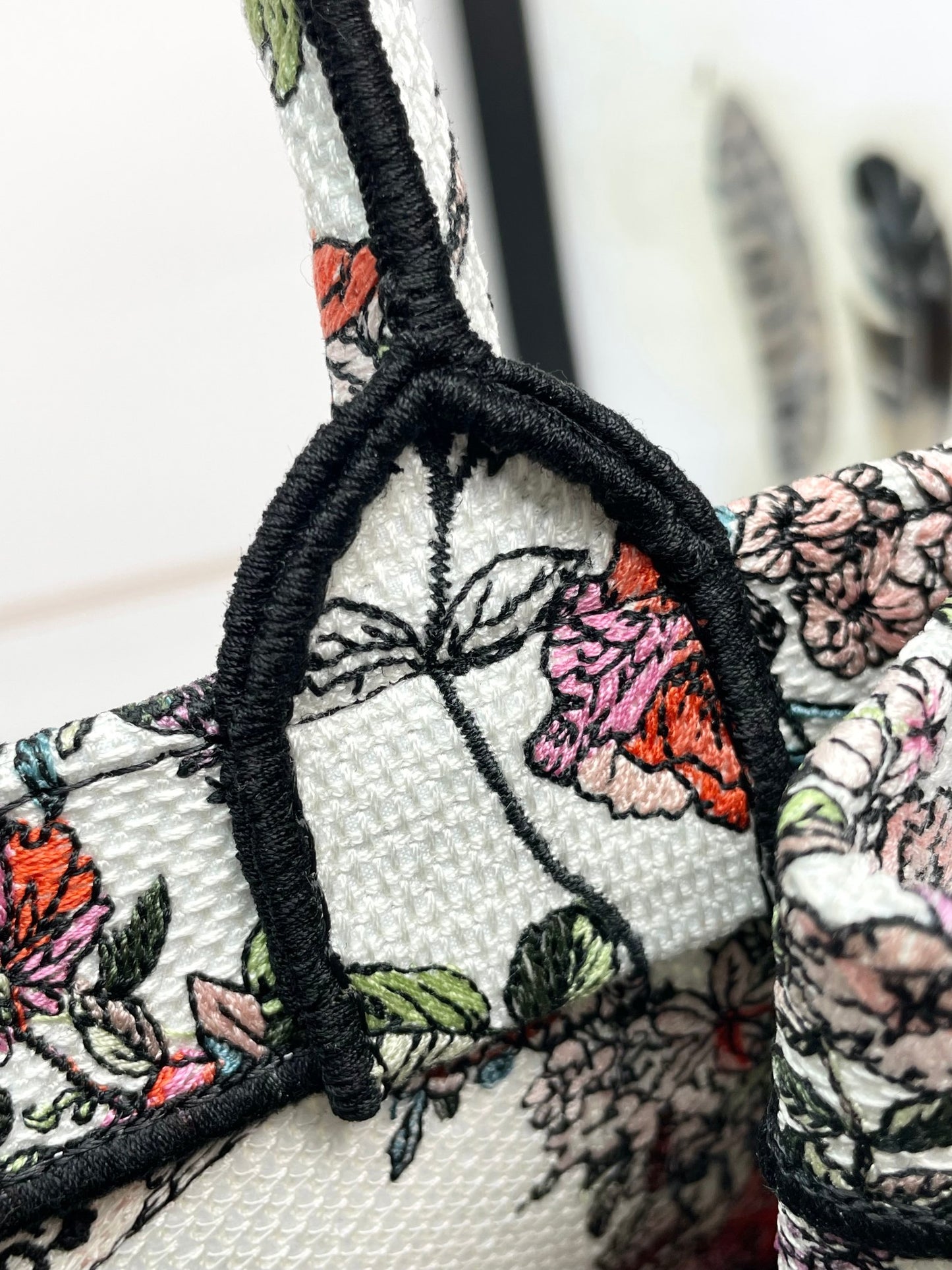Christian Dior Small Book Tote Bag Botanical Floral Canvas - Pink Multicolor