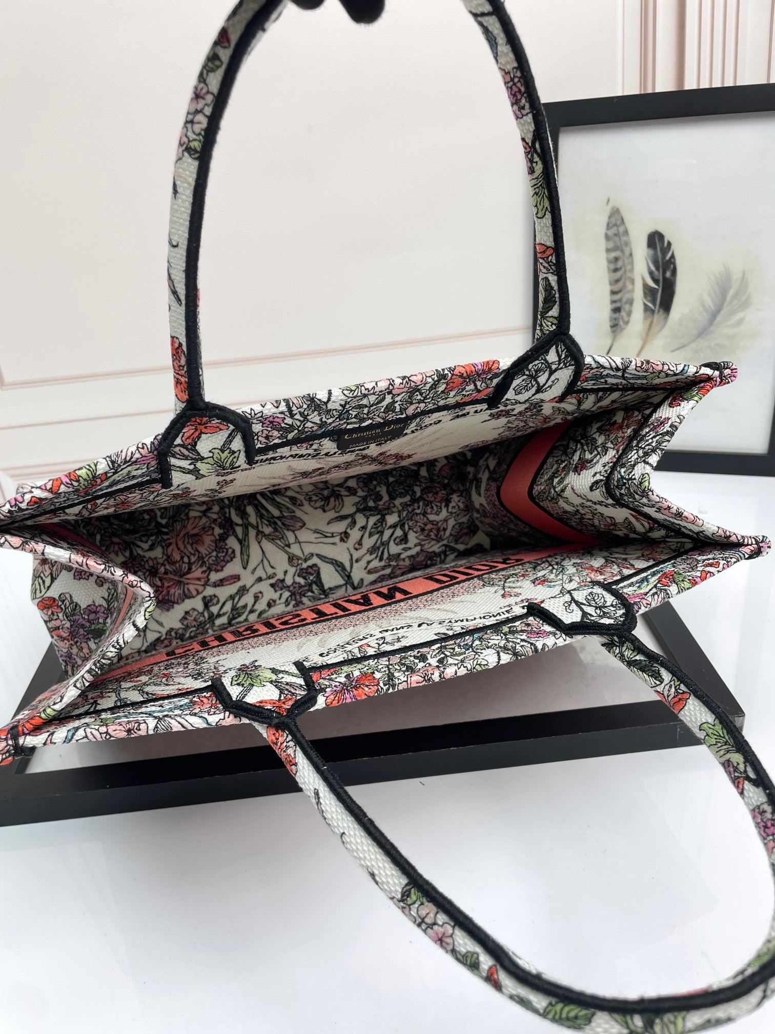 Christian Dior Book Tote - Medium Multicolor Herbarium Embroidery