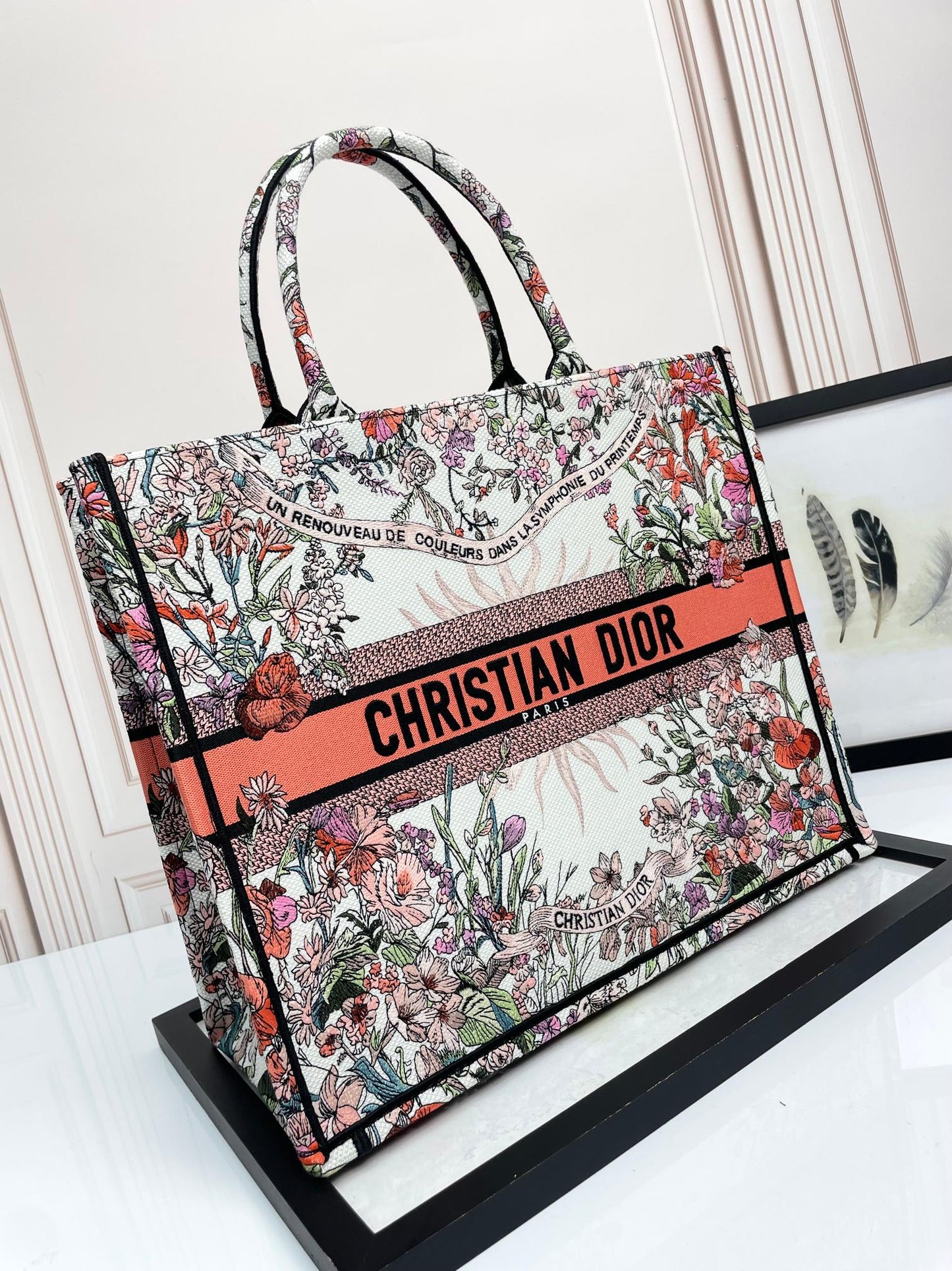 Christian Dior Large Book Tote Mille Fleurs Multicolored Embroidery