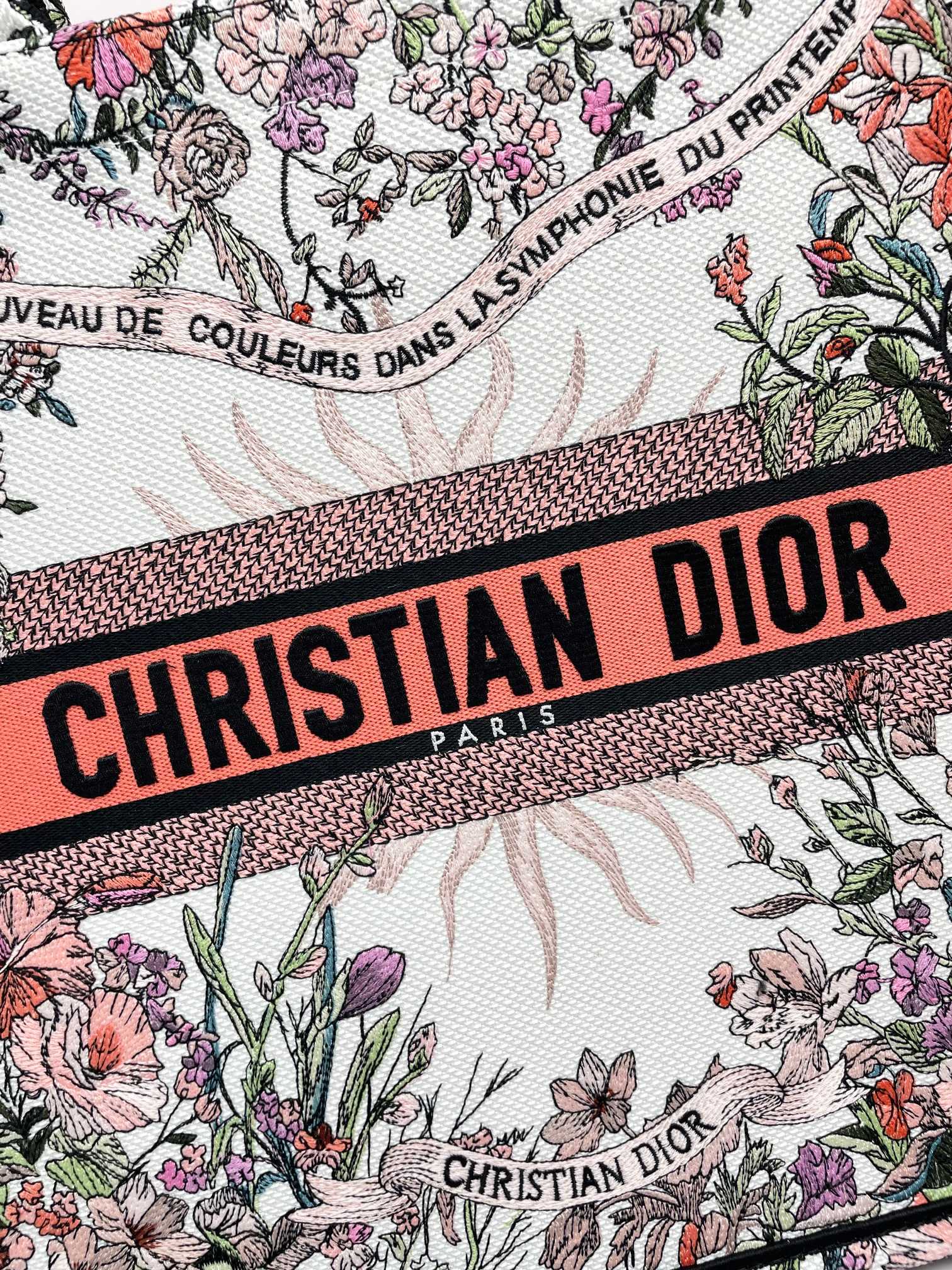 Christian Dior Large Book Tote Mille Fleurs Multicolored Embroidery
