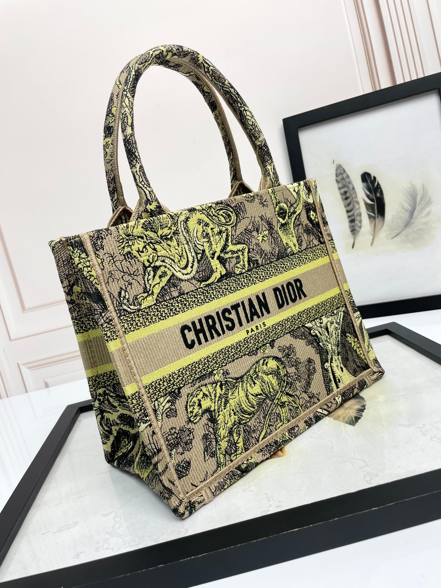 Dior Embroidered Tiger Jungle Canvas Tote Bag Luxury Handbag