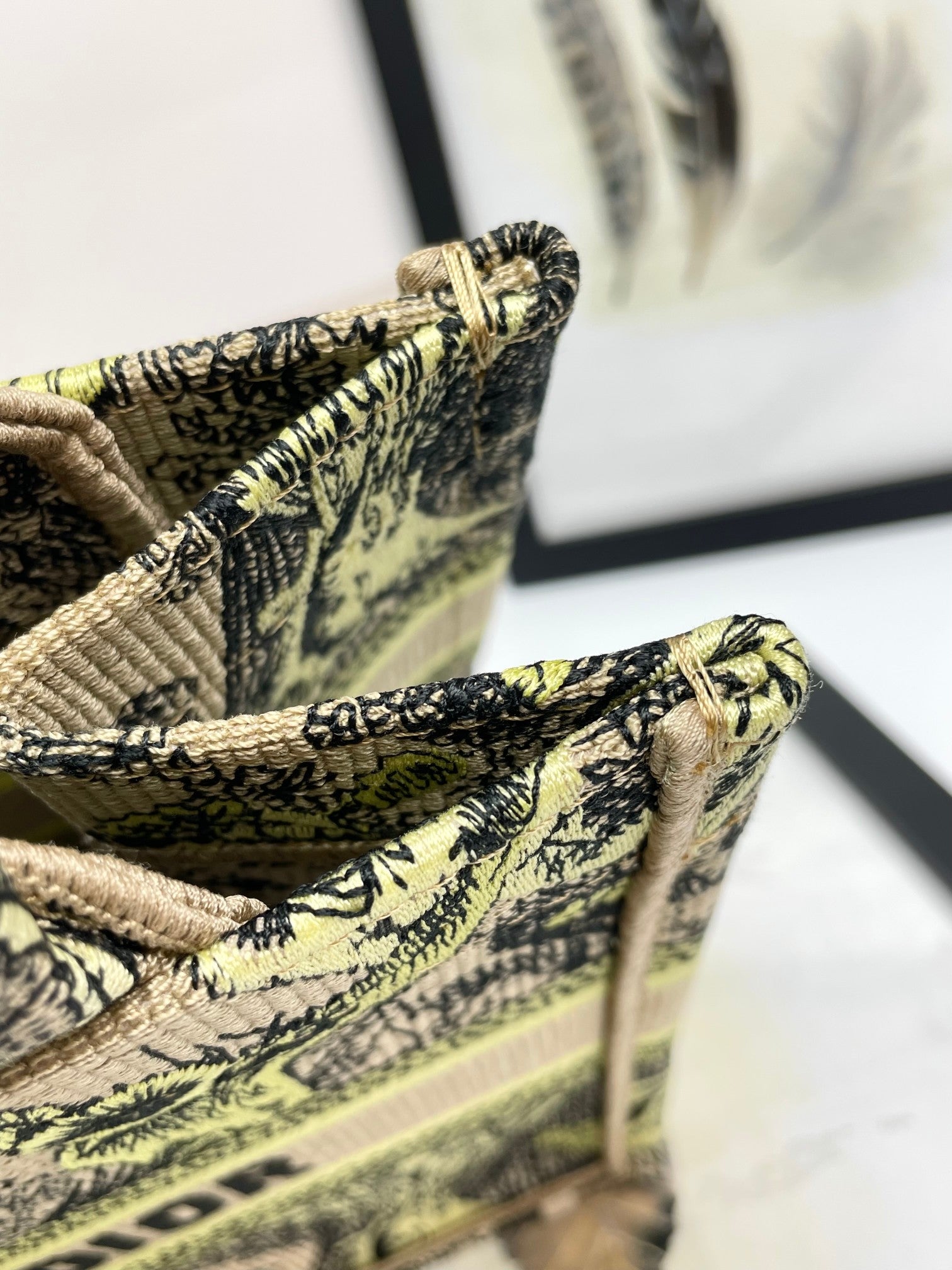 Dior Vintage Toile Animal Pattern Embroidered Canvas Tote Bag