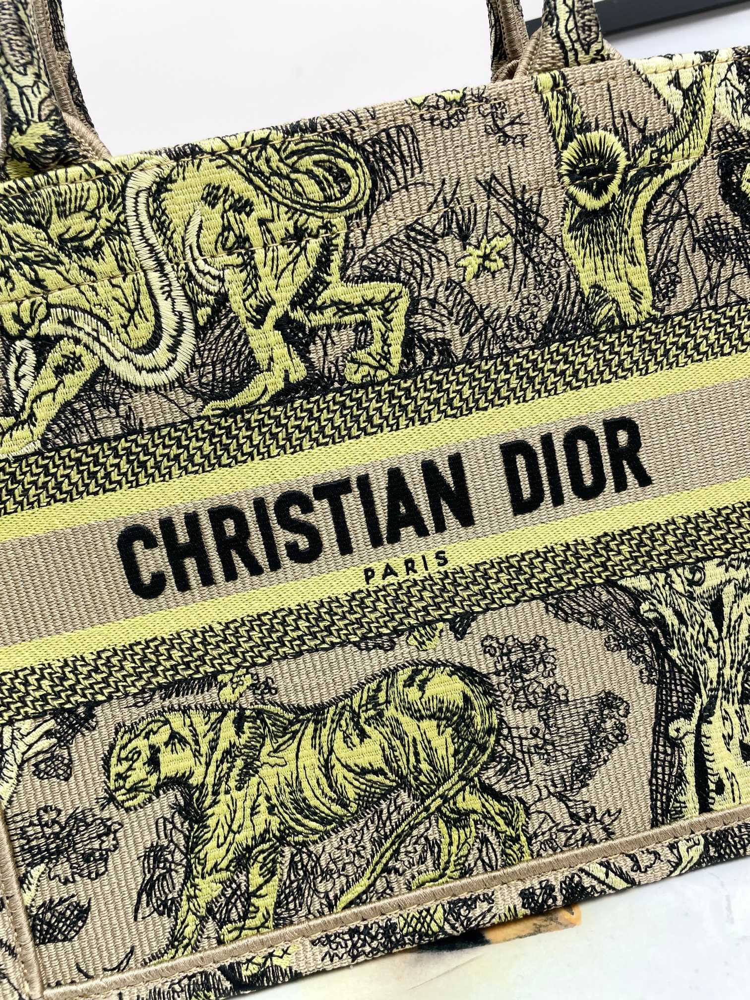 Dior Vintage Toile Animal Pattern Embroidered Canvas Tote Bag