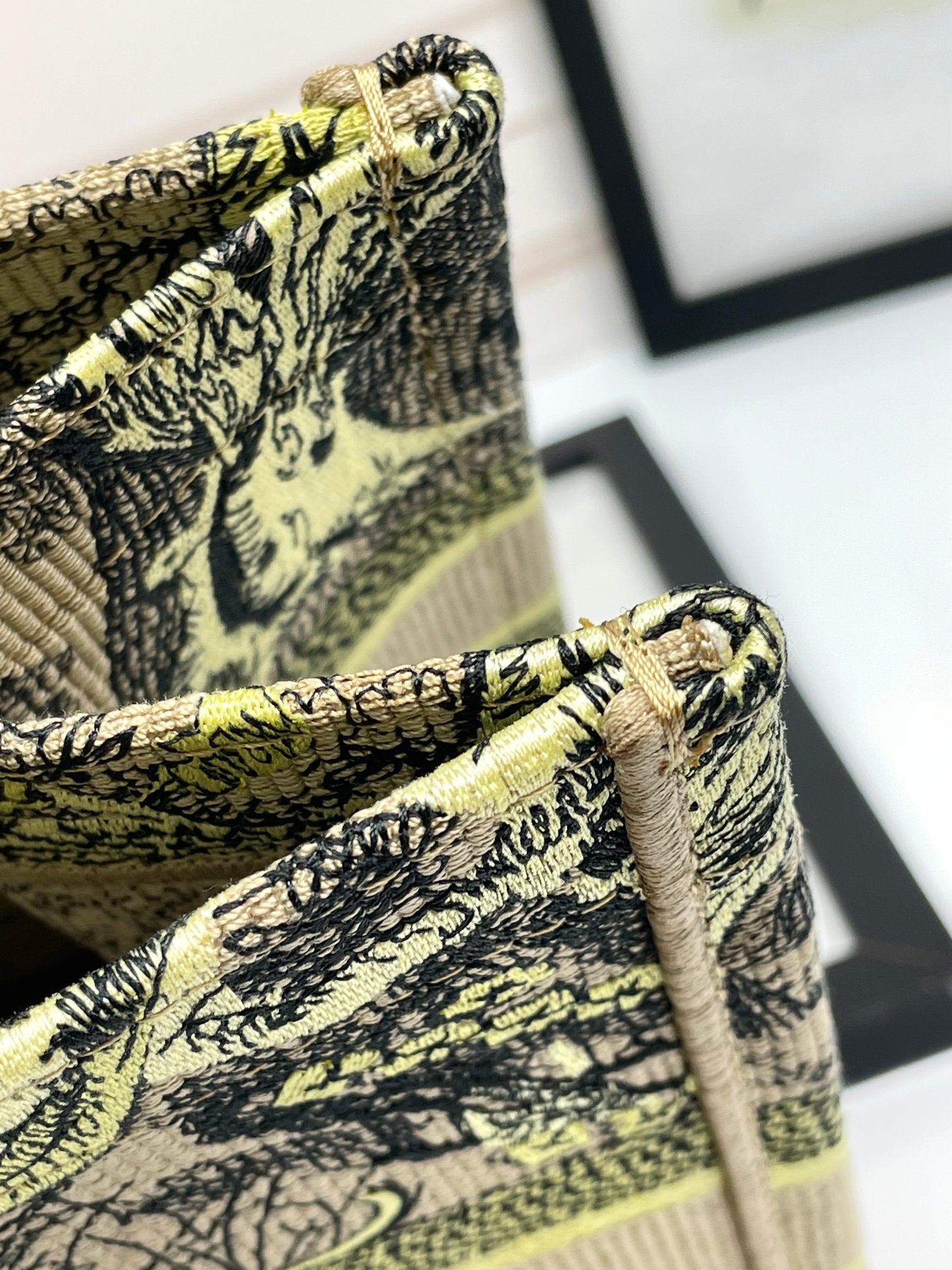 Christian Dior Large Book Tote Bag - Green Toile de Jouy Tiger Embroidery