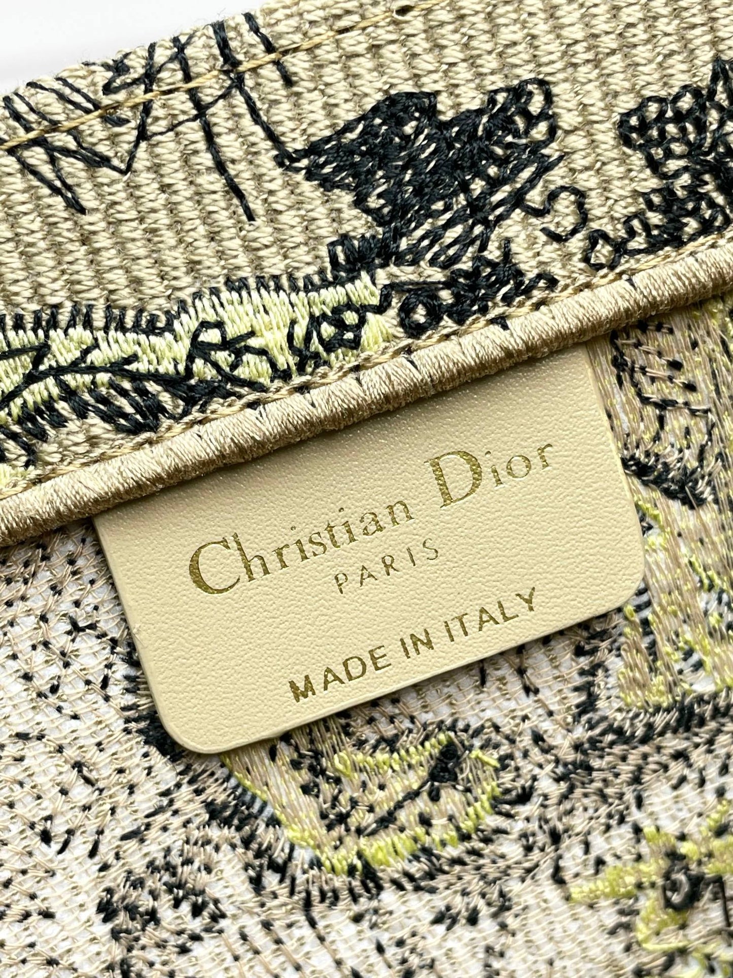 Dior Embroidered Jungle Animal Print Canvas Tote Bag with Top Handles