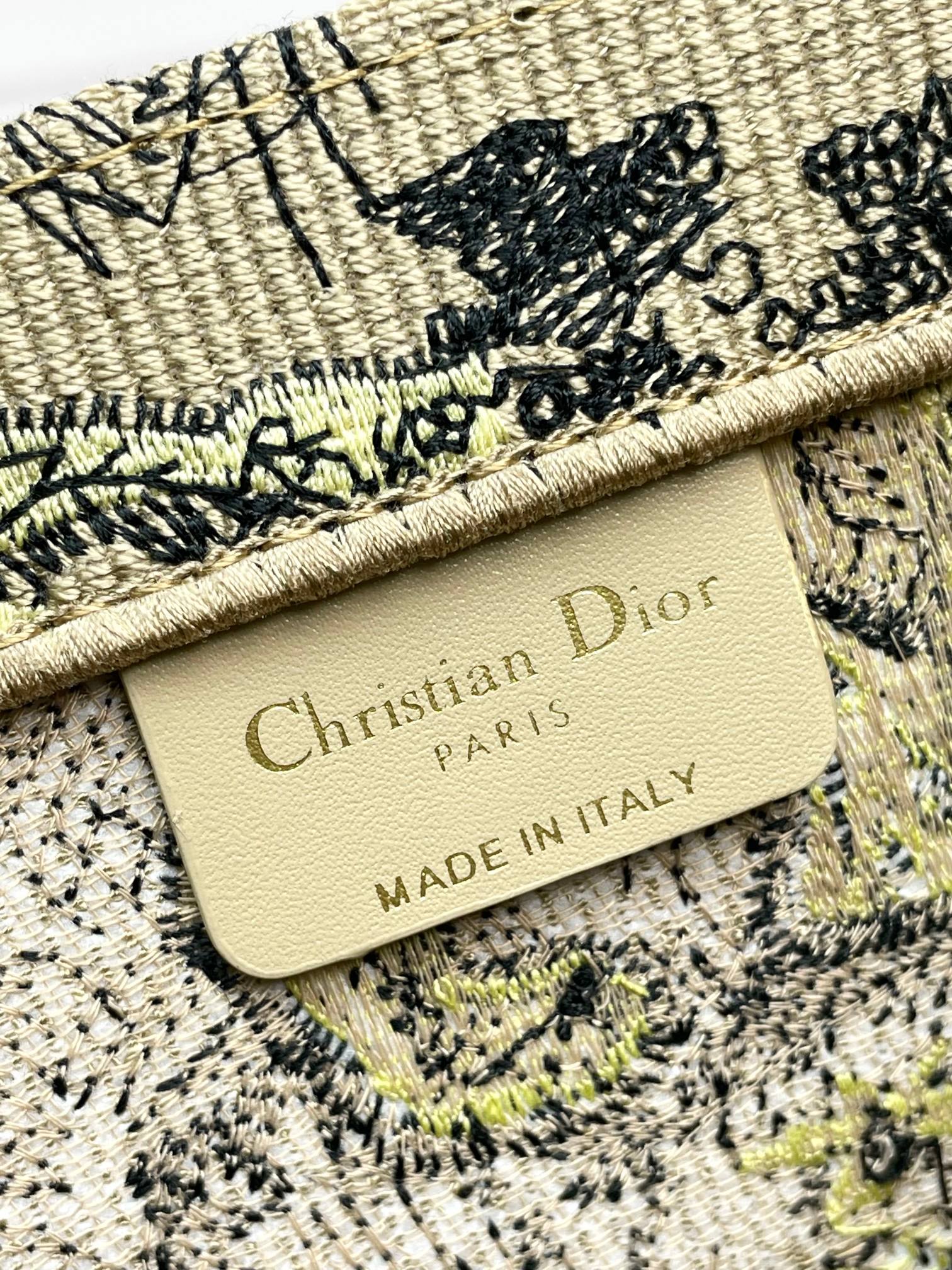 Dior Vintage Embroidered Tiger Print Canvas Tote Bag with Top Handles