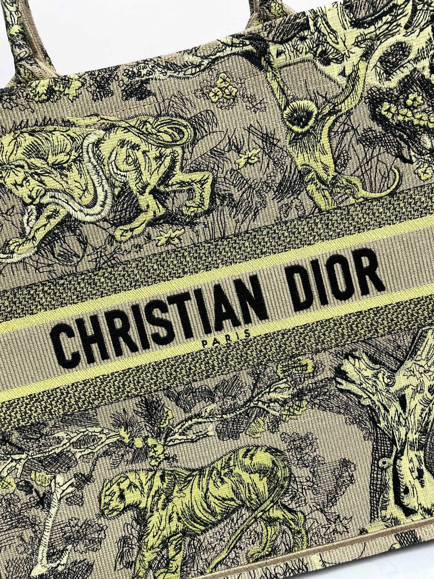 Christian Dior Large Book Tote - Beige and Multi-Color Toile de Jouy Zodiac Embroidery