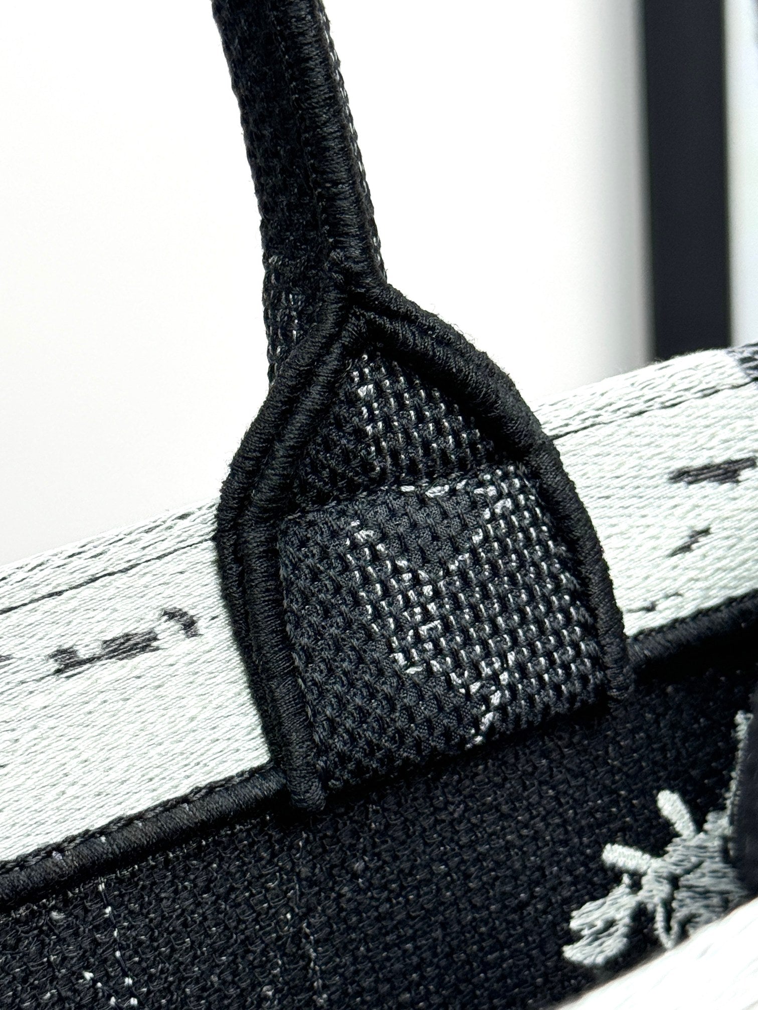 Christian Dior Book Tote Bag - Black and White Embroidered Canvas