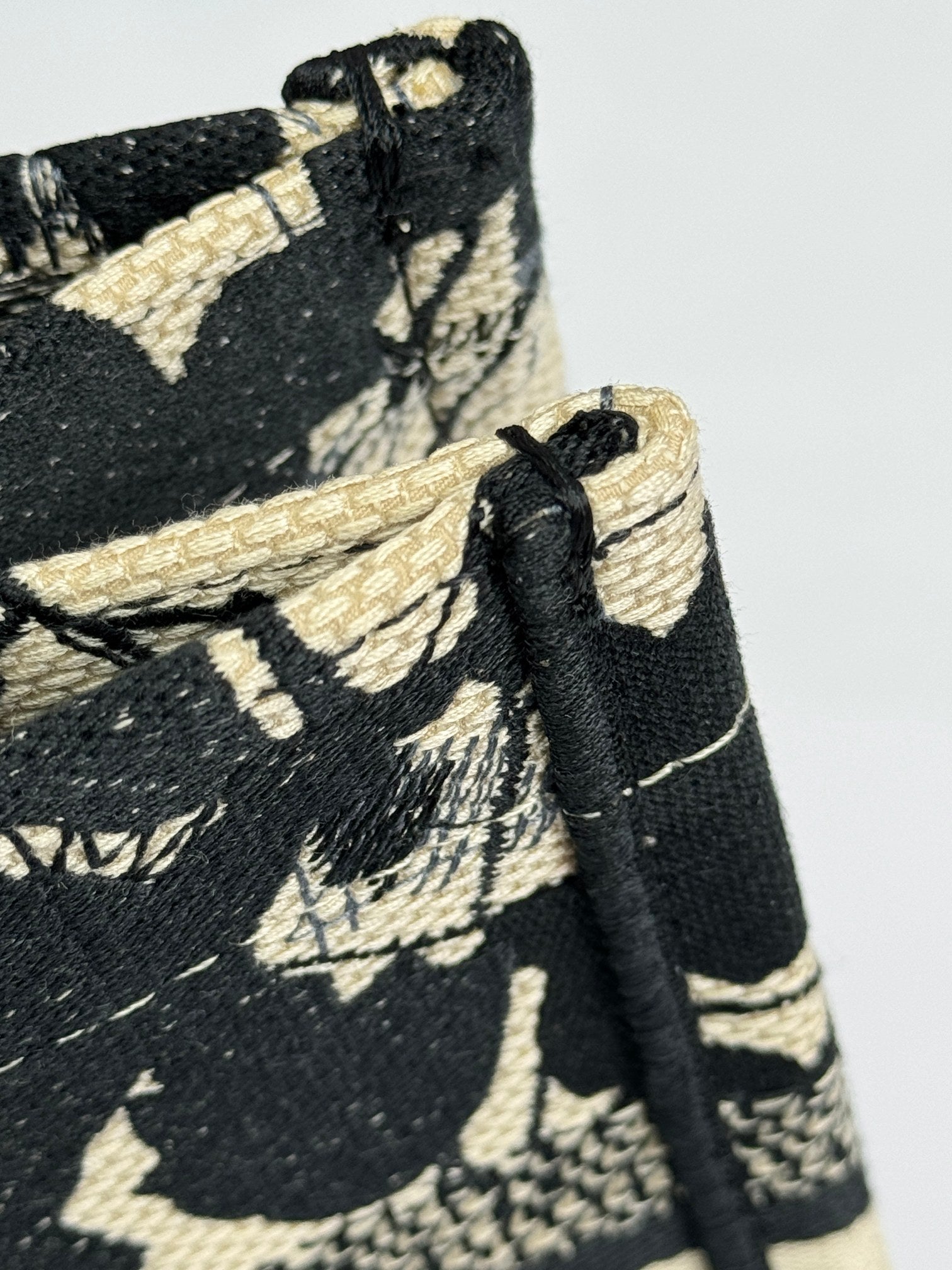 Christian Dior Medium Book Tote - Black and Beige Floral Embroidered Canvas