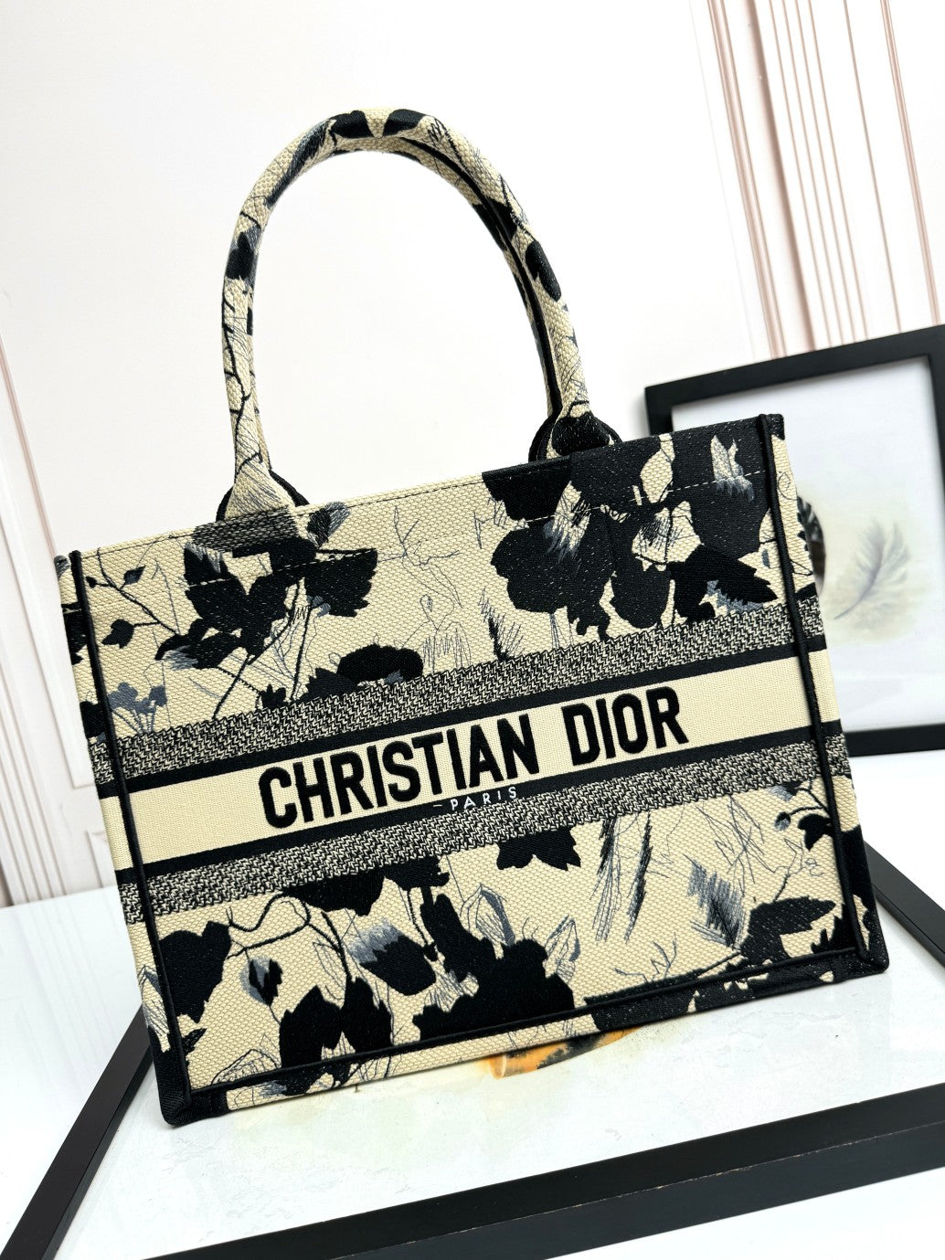 Christian Dior Small Book Tote Floral Print Canvas Bag