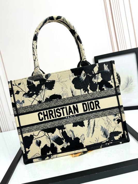 Christian Dior Small Book Tote Floral Print Canvas Bag