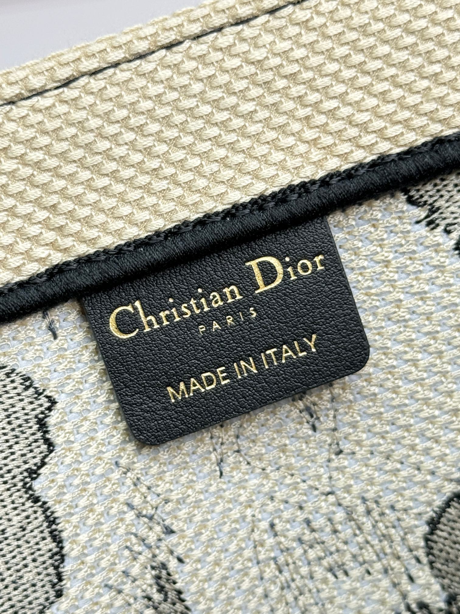 Dior Black Botanical Floral Embroidered Top Handle Large Canvas Tote Bag