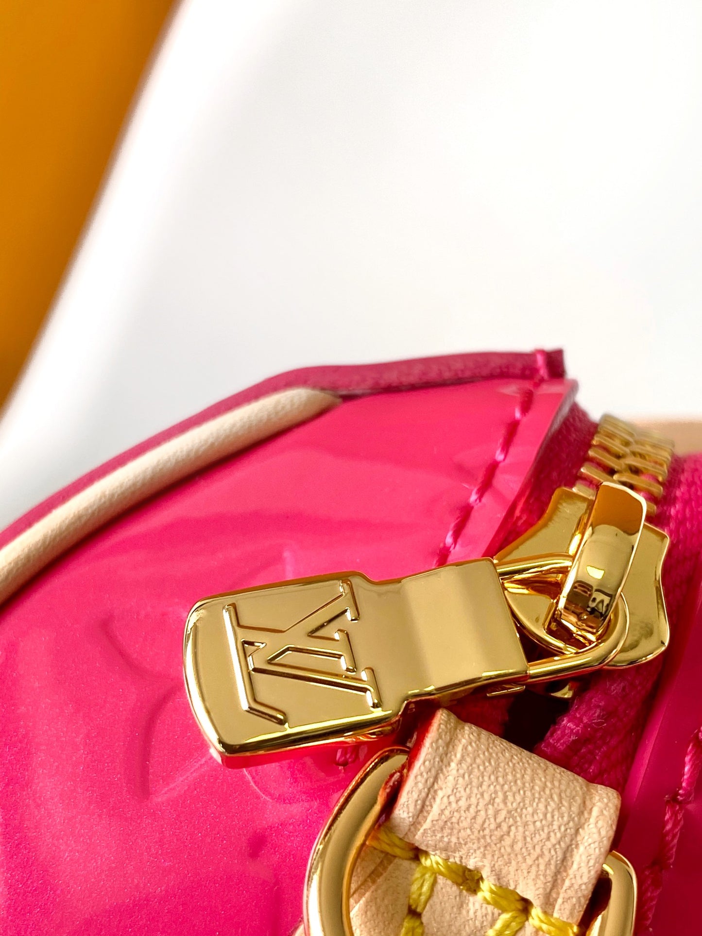 Louis Vuitton Bright Pink Embossed Patent Leather Mini Top Handle Crossbody Bag