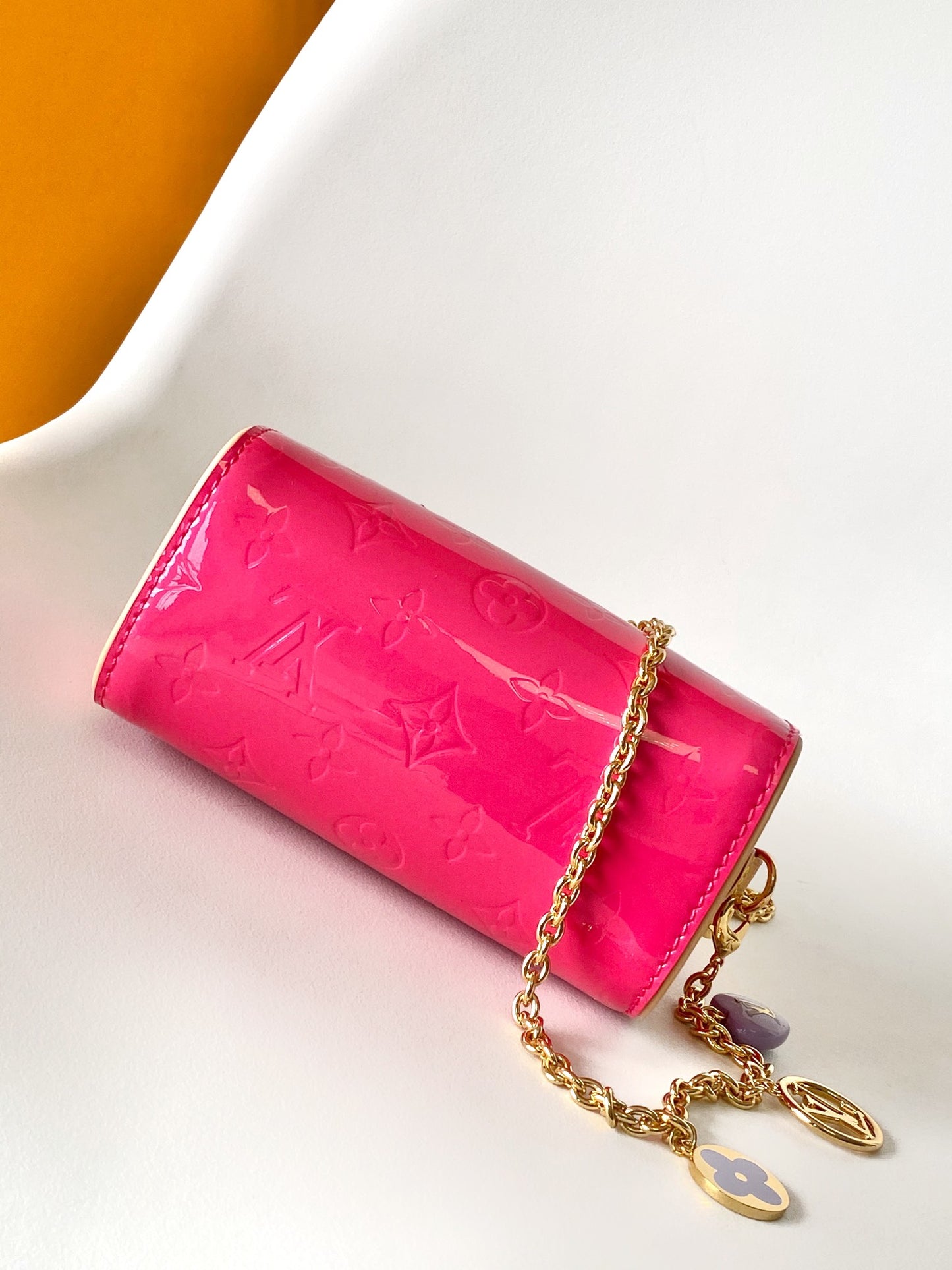 Louis Vuitton Bright Pink Embossed Patent Leather Mini Top Handle Crossbody Bag