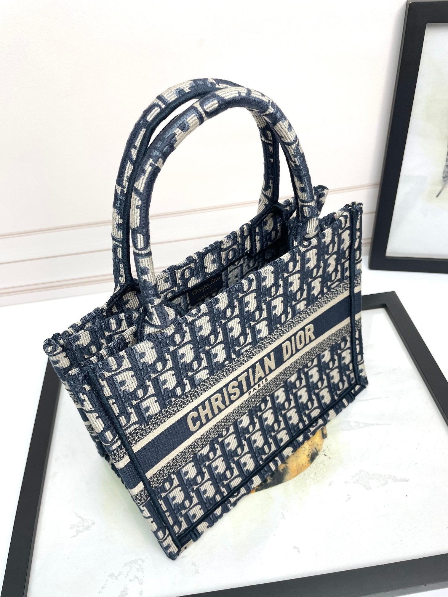 Christian Dior Blue Dior Oblique Embroidered Book Tote Bag