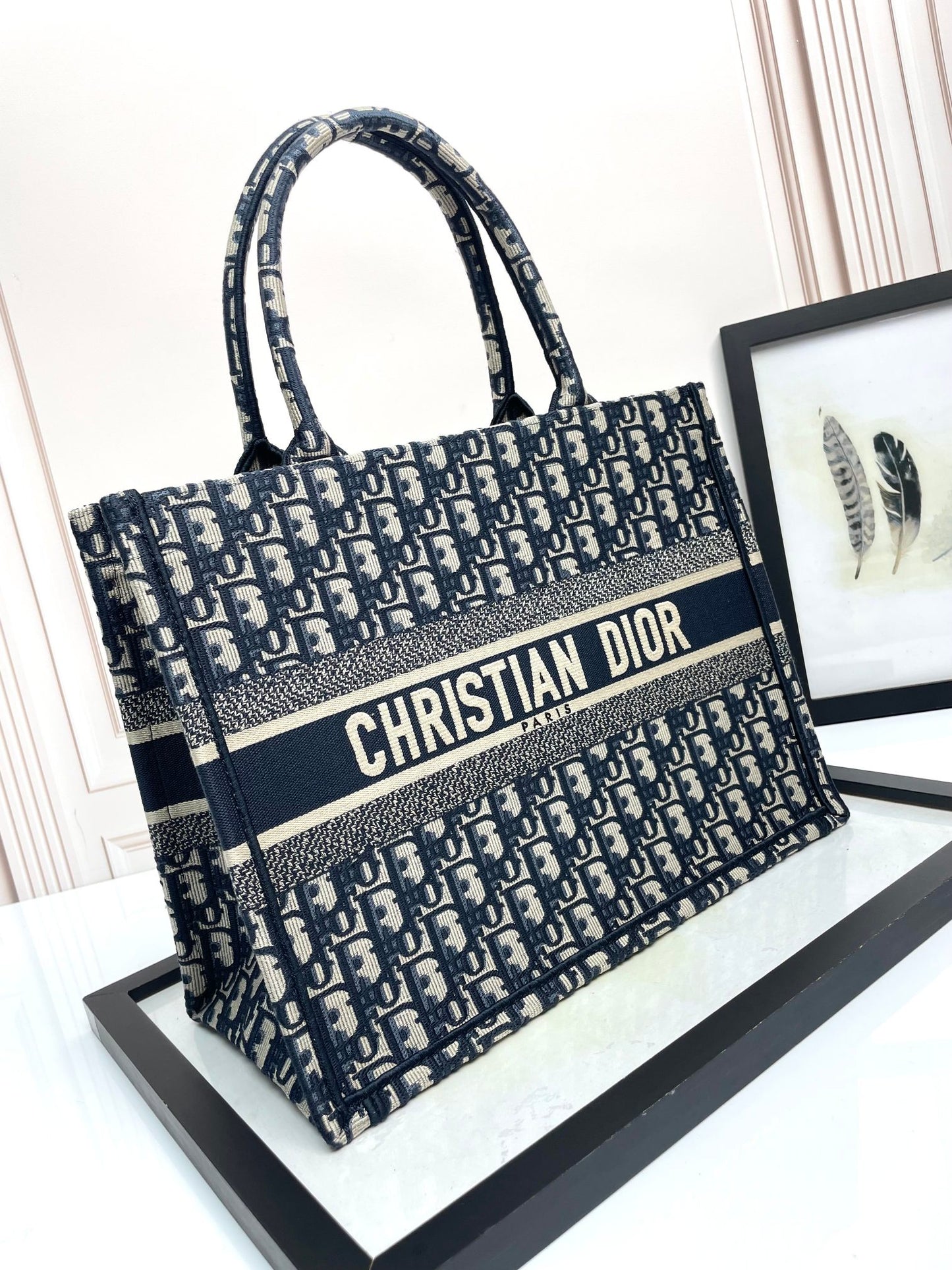 Christian Dior Book Tote - Blue Dior Oblique Embroidery