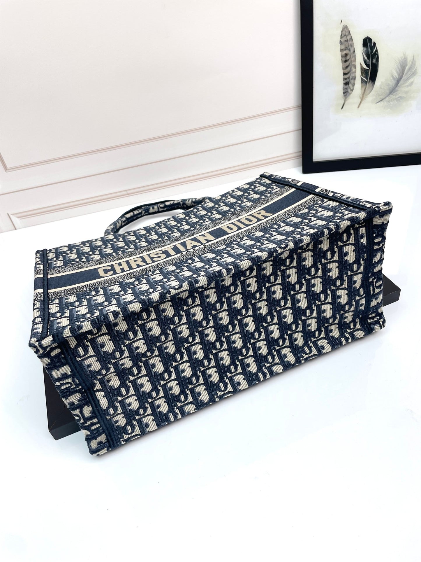 Dior Blue Monogram Canvas Tote Bag Embroidered Jacquard Shopper Handbag