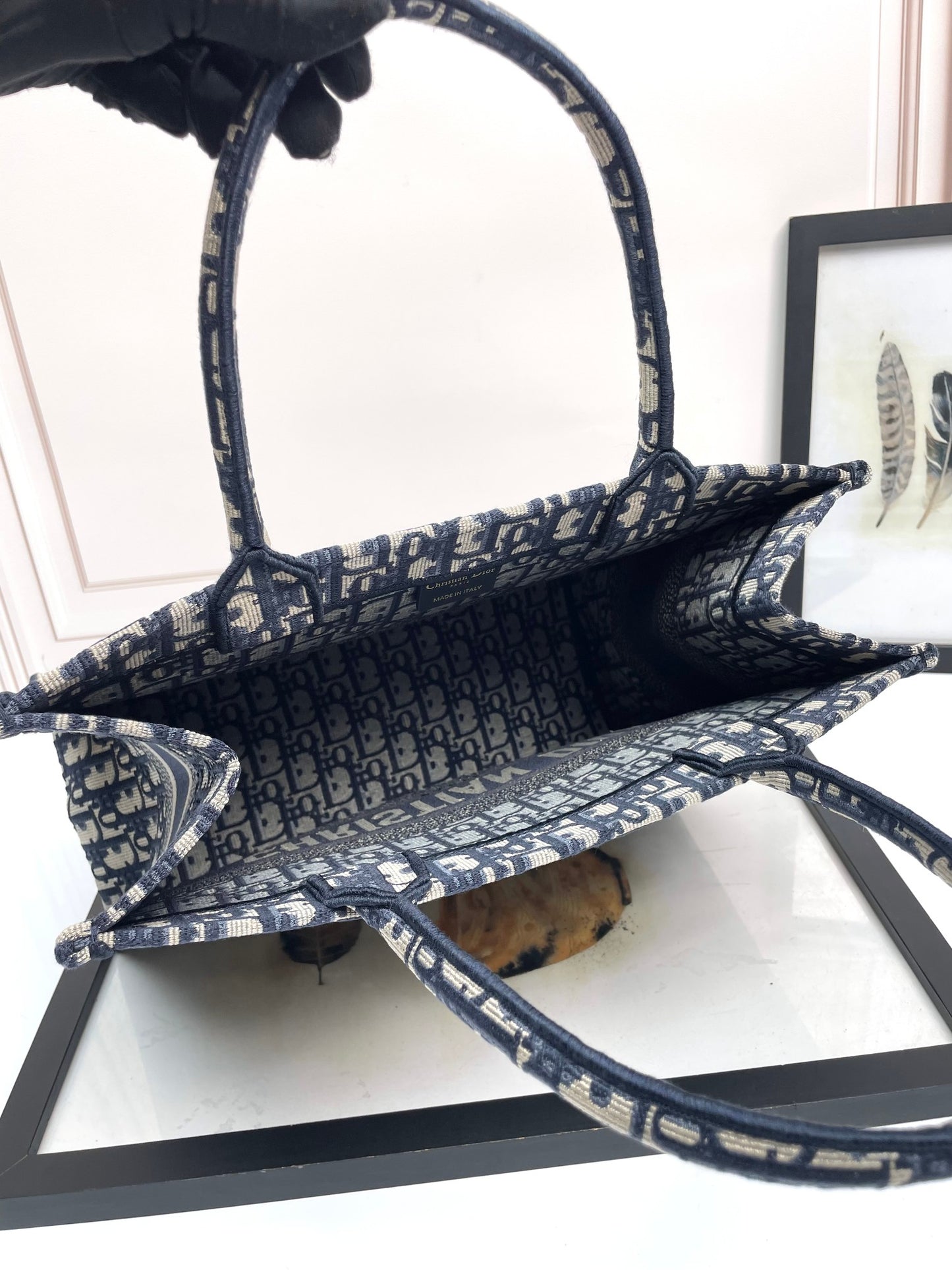 Dior Blue Monogram Canvas Tote Bag Embroidered Jacquard Shopper Handbag