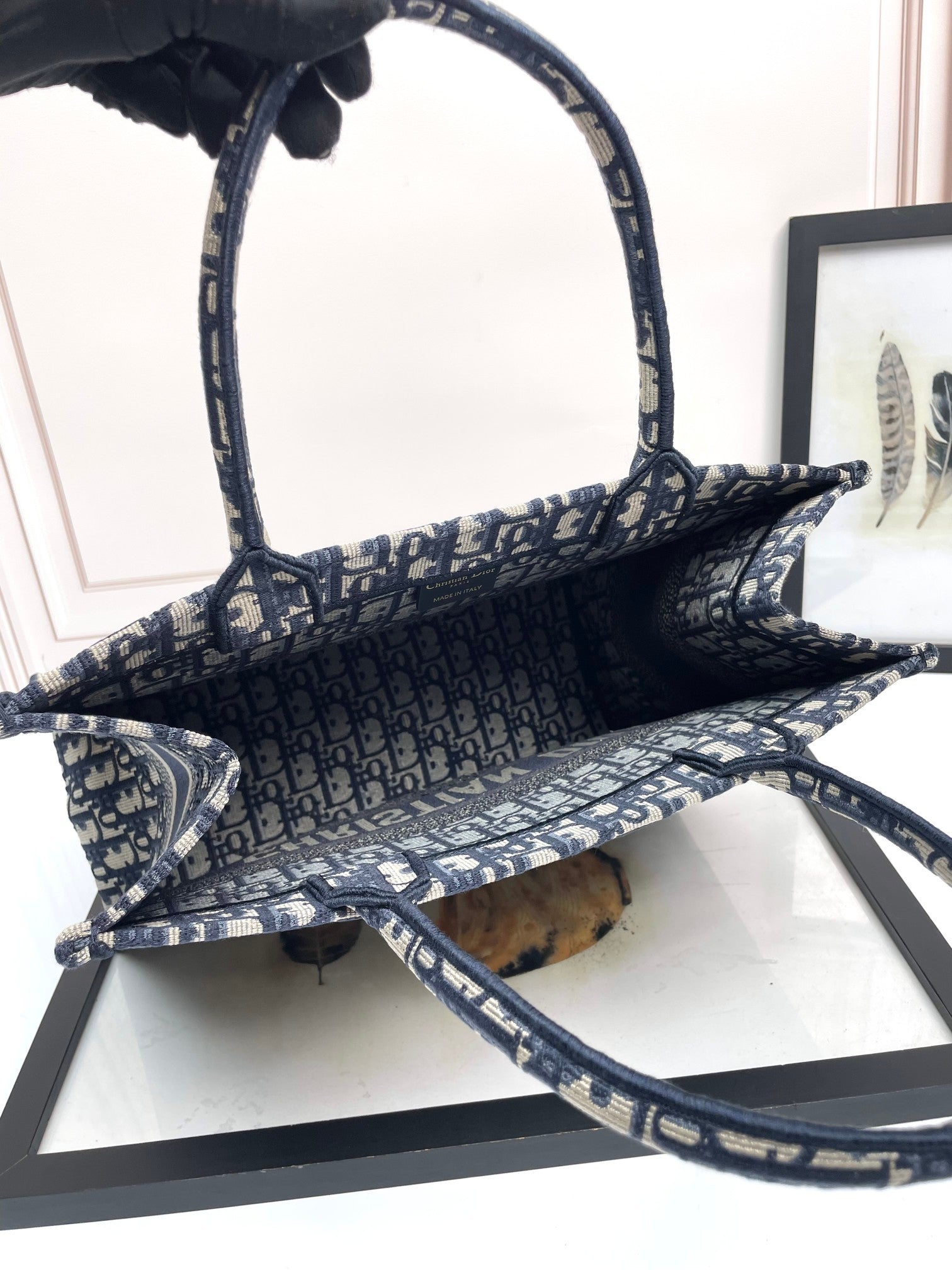 Dior Blue Monogram Canvas Tote Bag Embroidered Jacquard Shopper Handbag