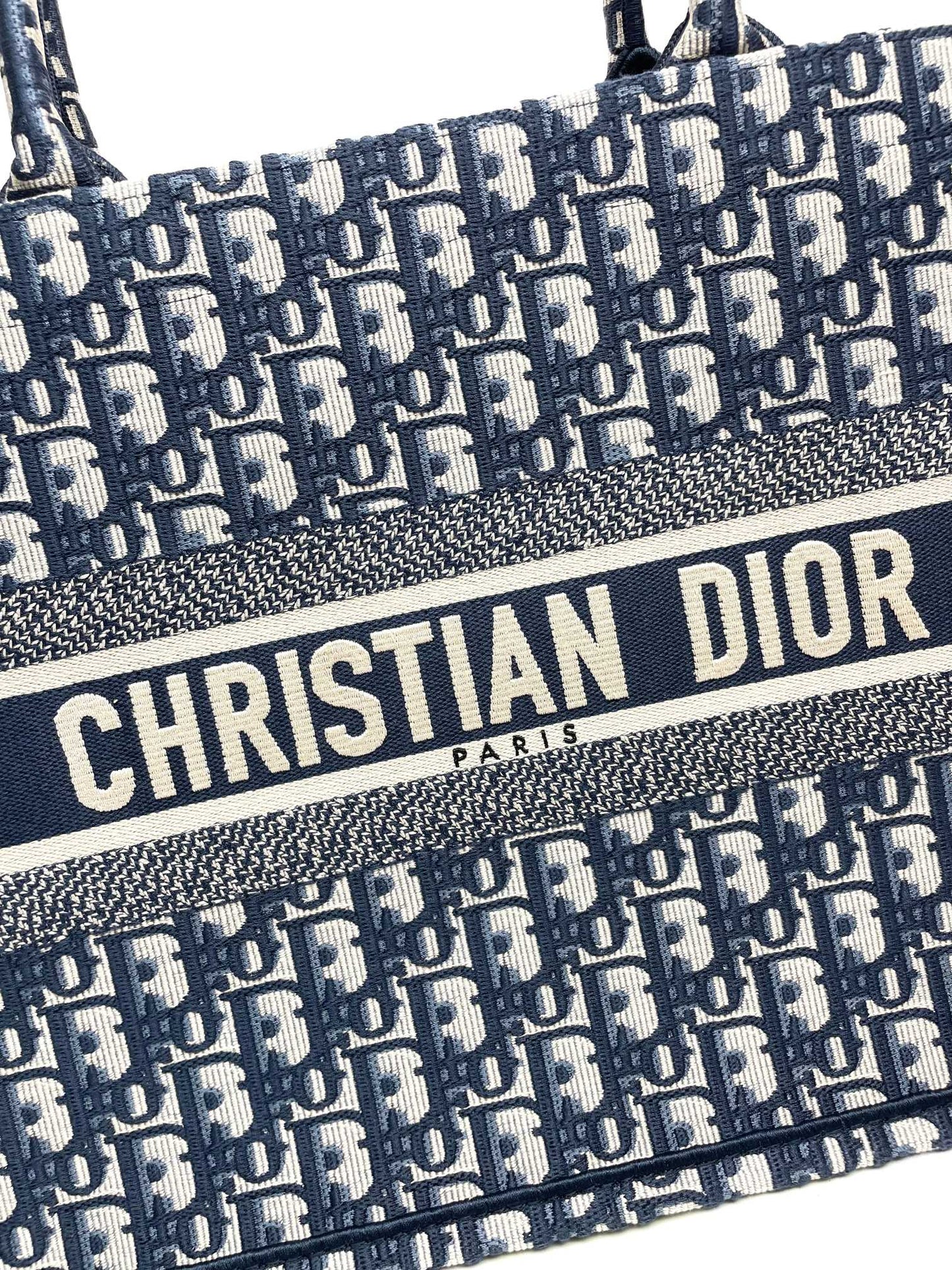 Christian Dior Book Tote - Blue Dior Oblique Embroidery