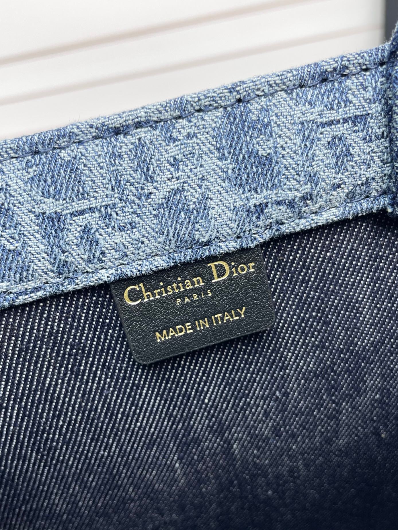 Dior Blue Denim Monogram Print Canvas Tote Bag with Top Handles