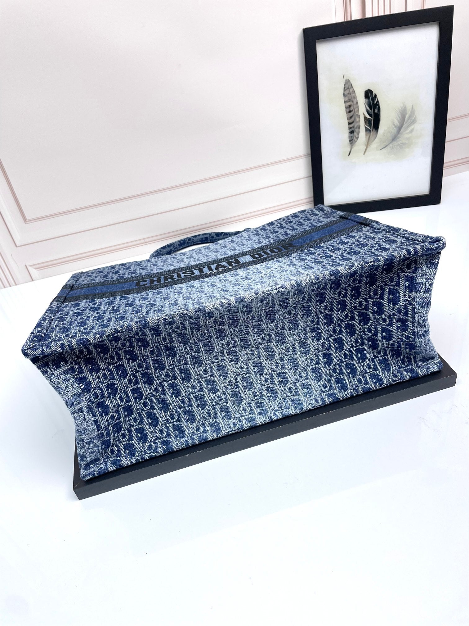 Christian Dior Book Tote Blue Dior Oblique Denim Embroidery Bag