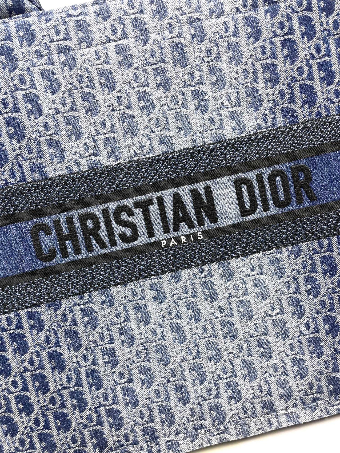 Christian Dior Book Tote Blue Dior Oblique Denim Embroidery Bag