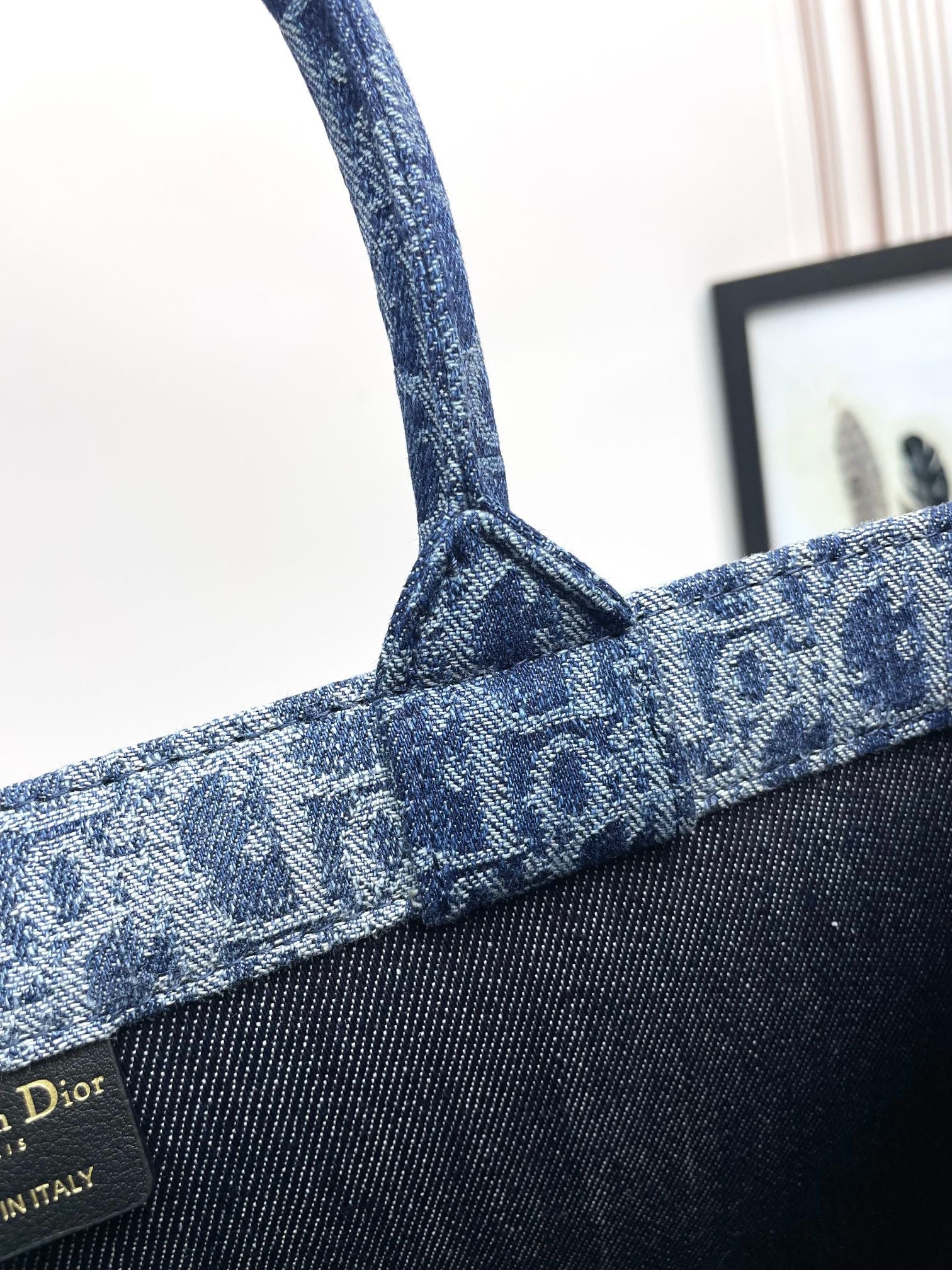 Christian Dior Blue Oblique Denim Book Tote Bag - Large Canvas Handbag