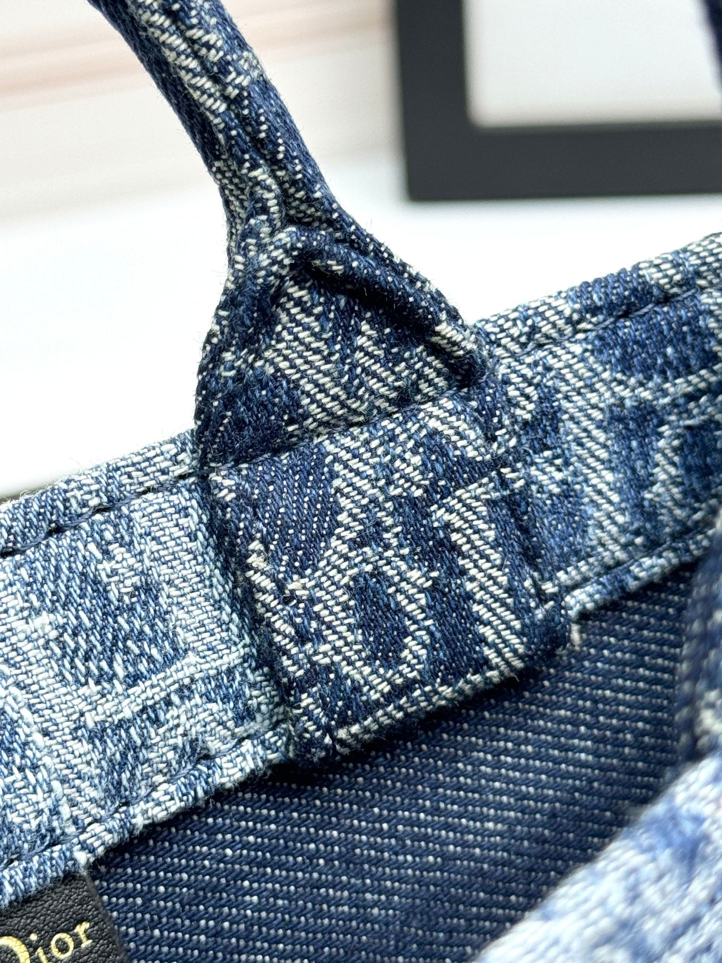 Christian Dior Mini Book Tote Blue Dior Oblique Embroidery Handbag with Strap