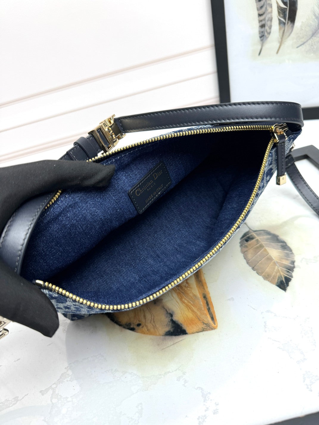 Christian Dior Blue Oblique Jacquard Pouch Shoulder Bag