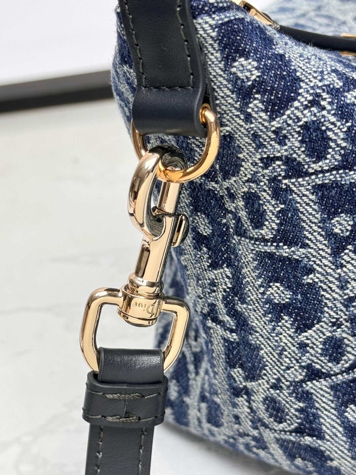 Dior Blue Monogram Jacquard Shoulder Bag with Detachable Crossbody Strap