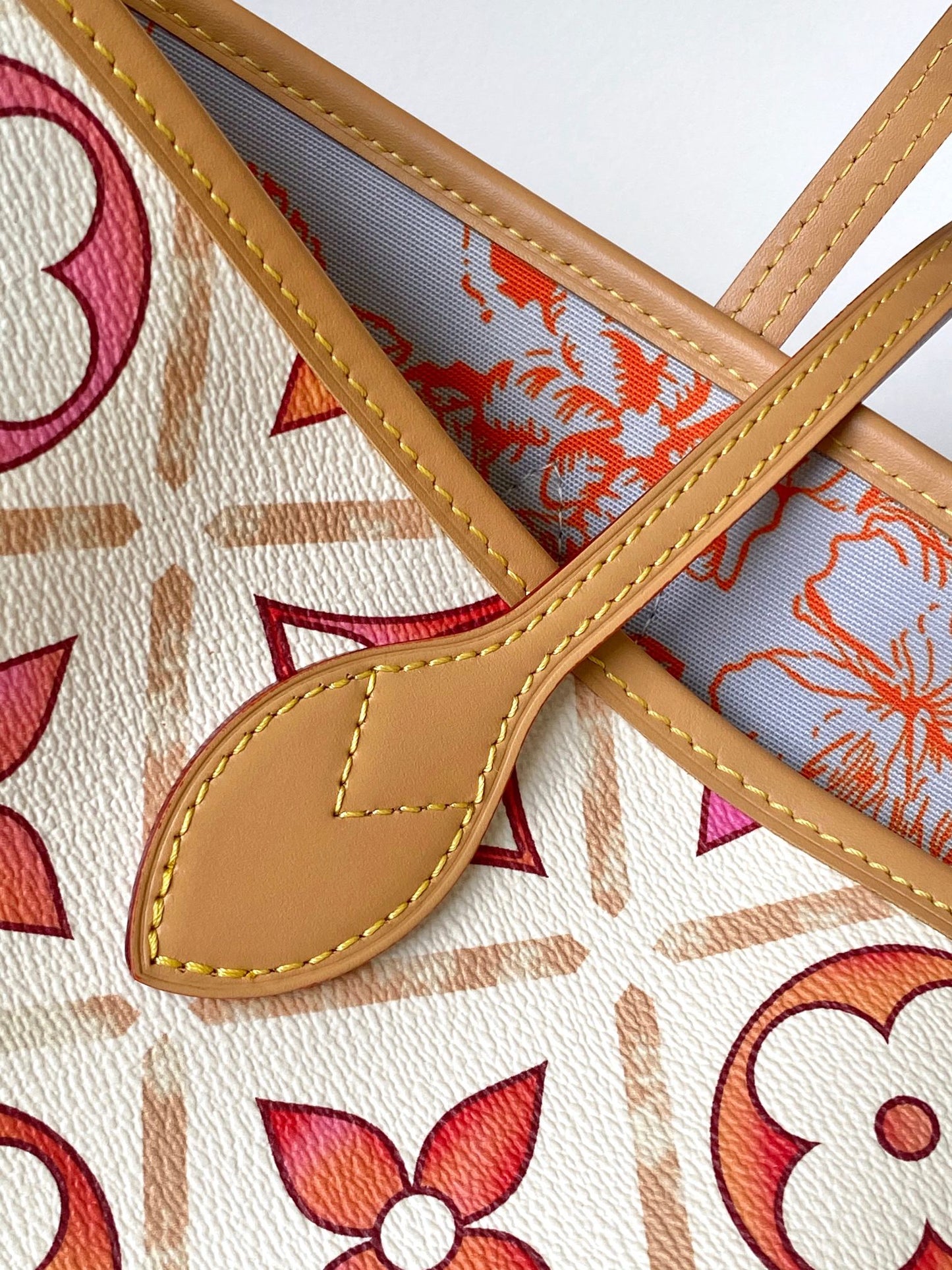 Louis Vuitton Chic Pink and Orange Monogram Canvas Shoulder Tote Handbag