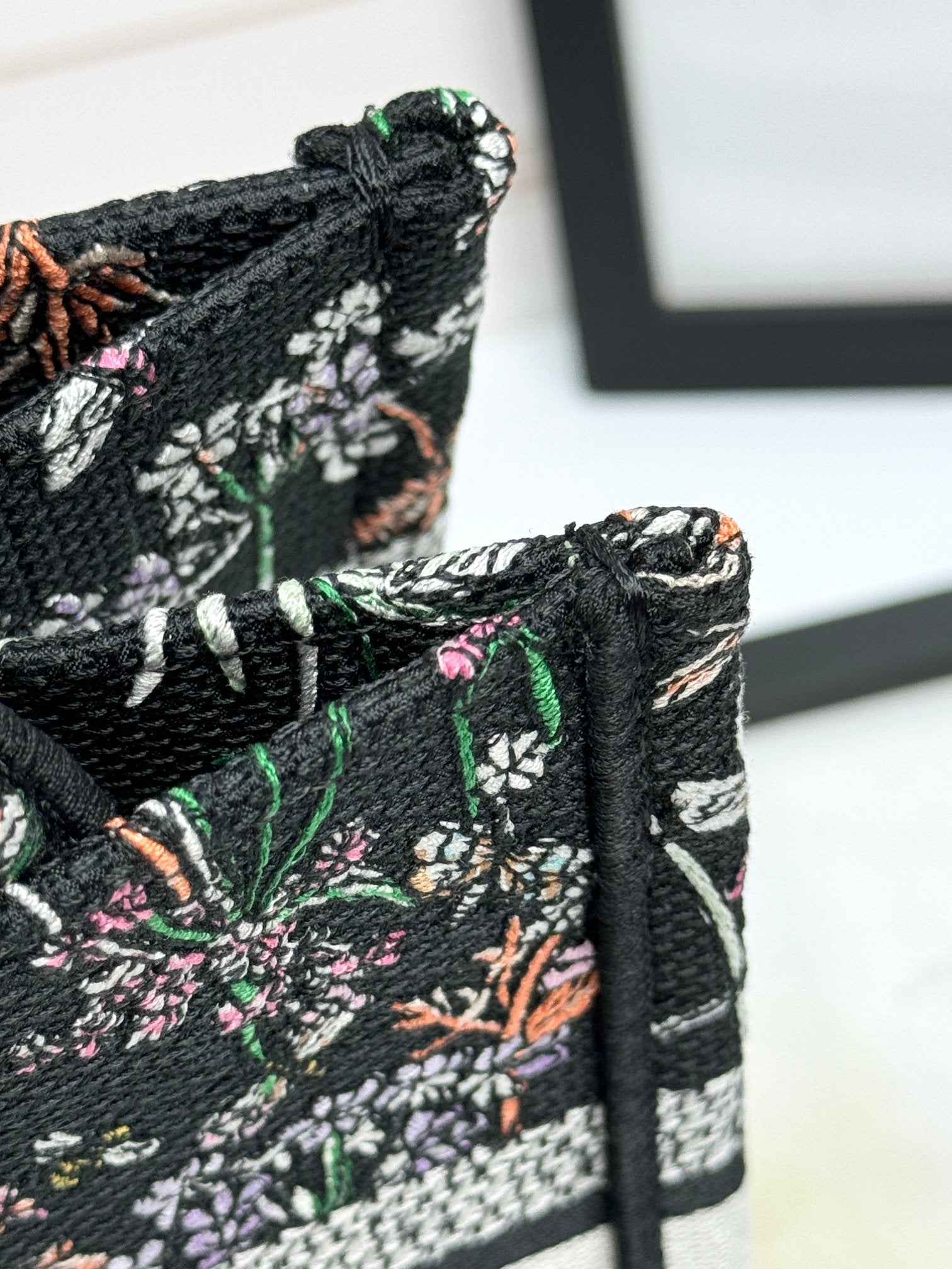 Christian Dior Book Tote Bag with Black Herbarium Embroidery