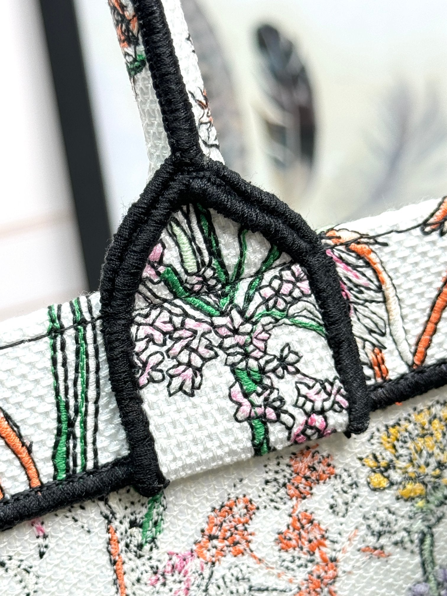 Christian Dior Large Book Tote Multicolor Floral Mille Fleurs Embroidery Bag