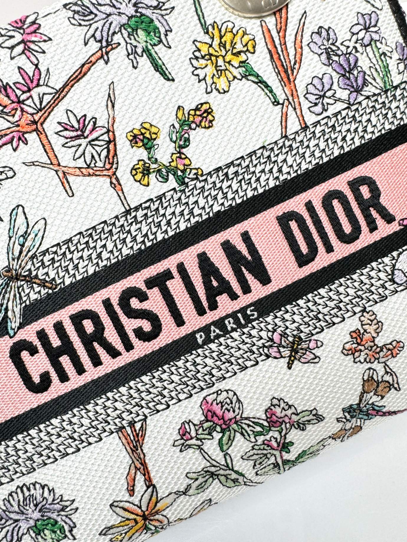 Christian Dior Lady D-Lite Bag White Mille Fleurs Embroidery