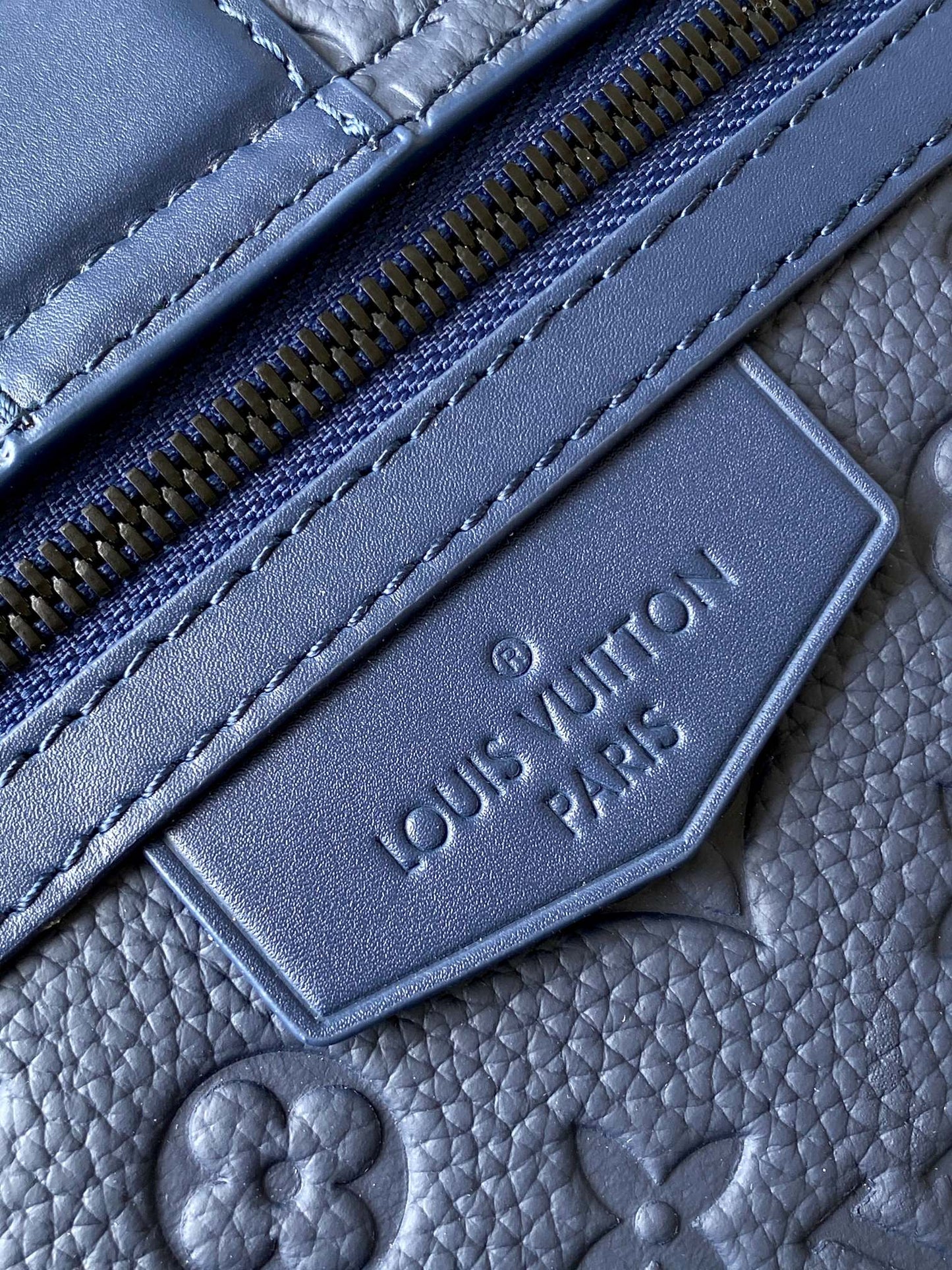 Louis Vuitton Blue Embossed Pattern Leather Crossbody Bag with Buckle