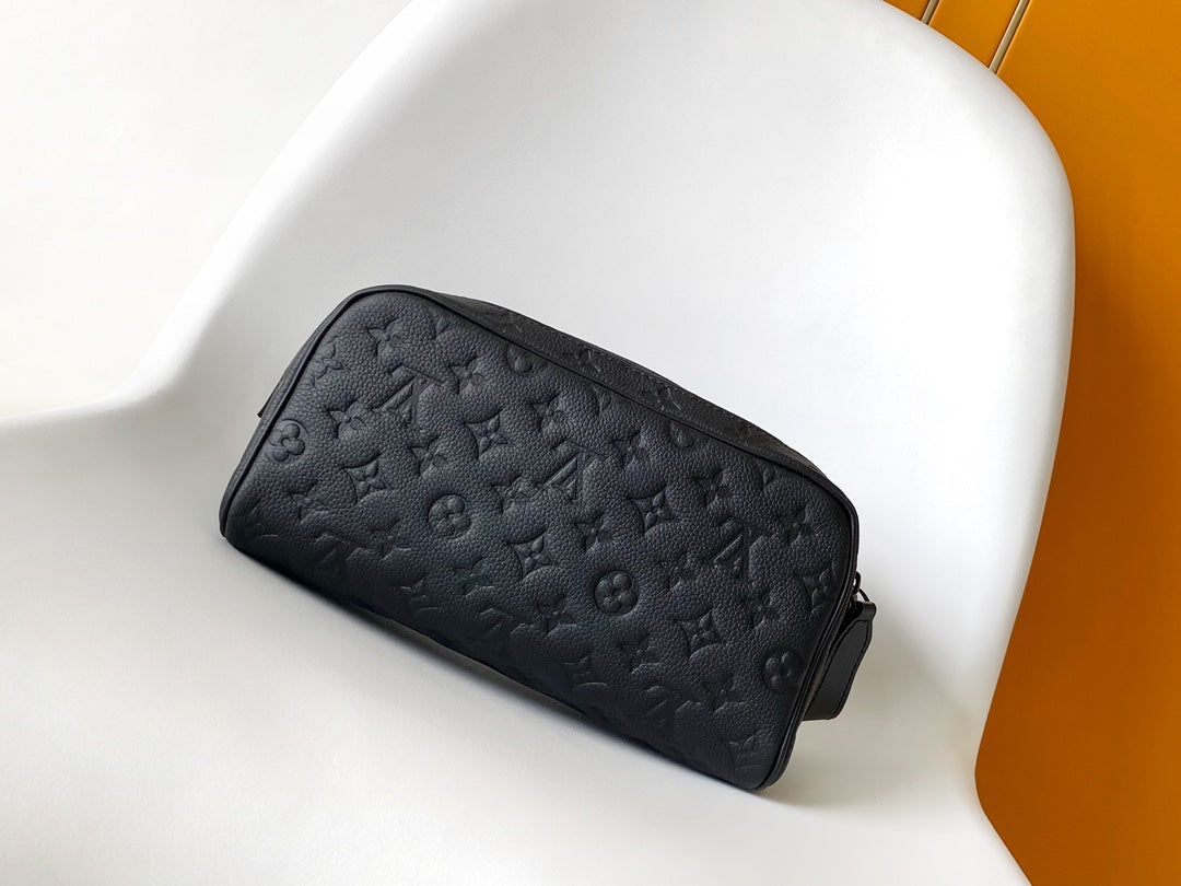 Louis Vuitton Black Embossed Pattern Travel Toiletry Bag and Dopp Kit