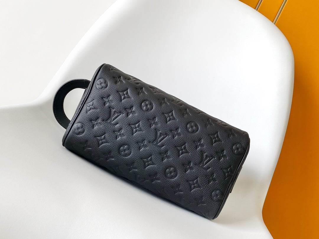Louis Vuitton Black Embossed Pattern Travel Toiletry Bag and Dopp Kit