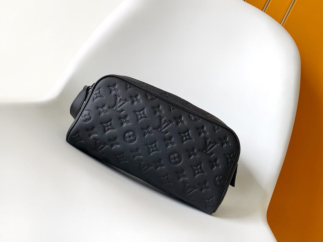 Louis Vuitton Black Embossed Pattern Travel Toiletry Bag and Dopp Kit