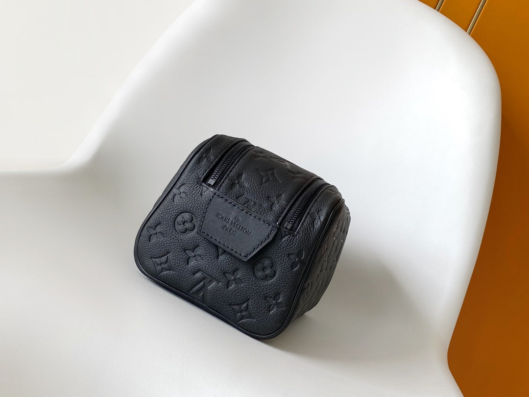 Louis Vuitton Black Embossed Pattern Travel Toiletry Bag and Dopp Kit