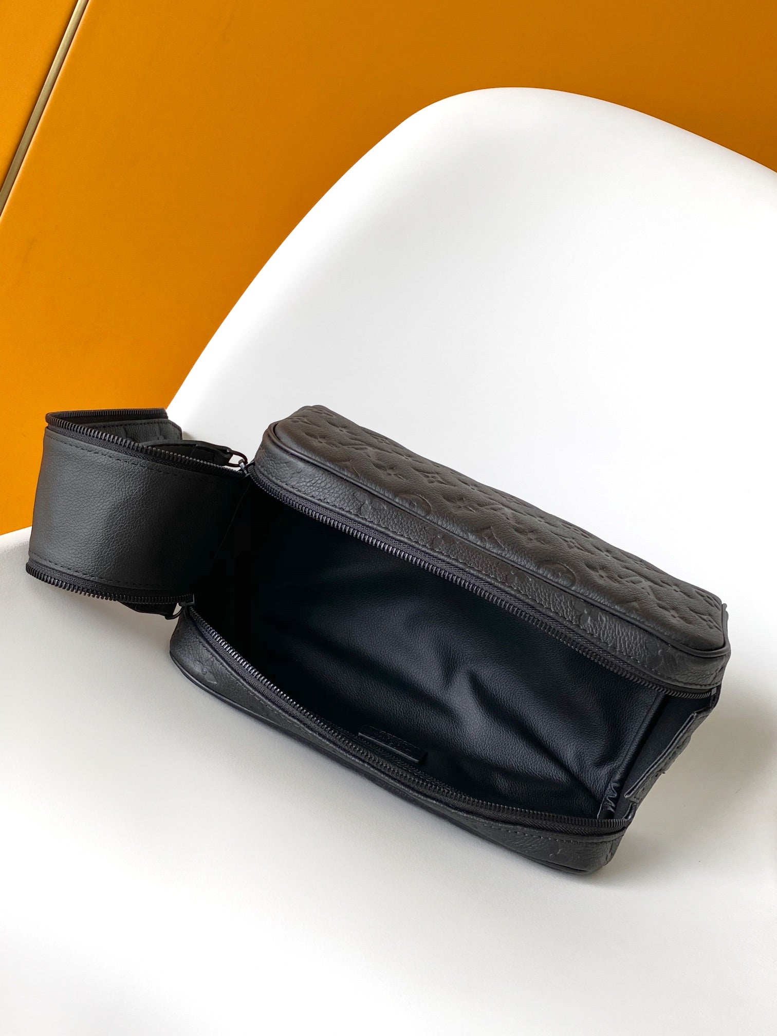 Louis Vuitton Black Embossed Pattern Travel Toiletry Bag and Dopp Kit