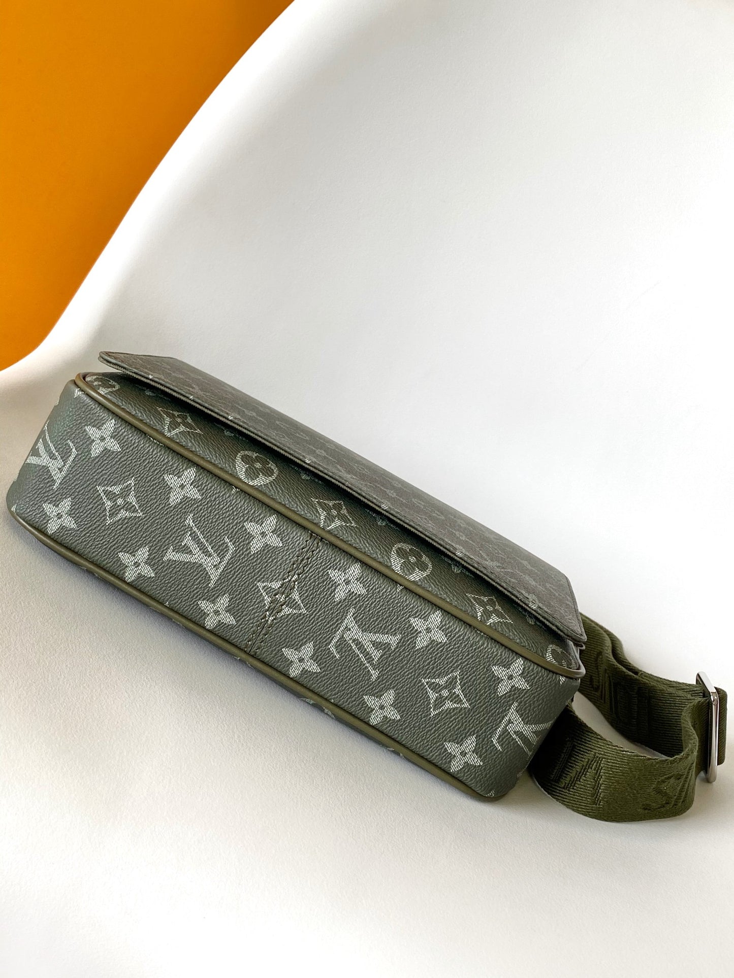 Louis Vuitton Sage Grey Ombre Monogram Crossbody Flap Messenger Bag